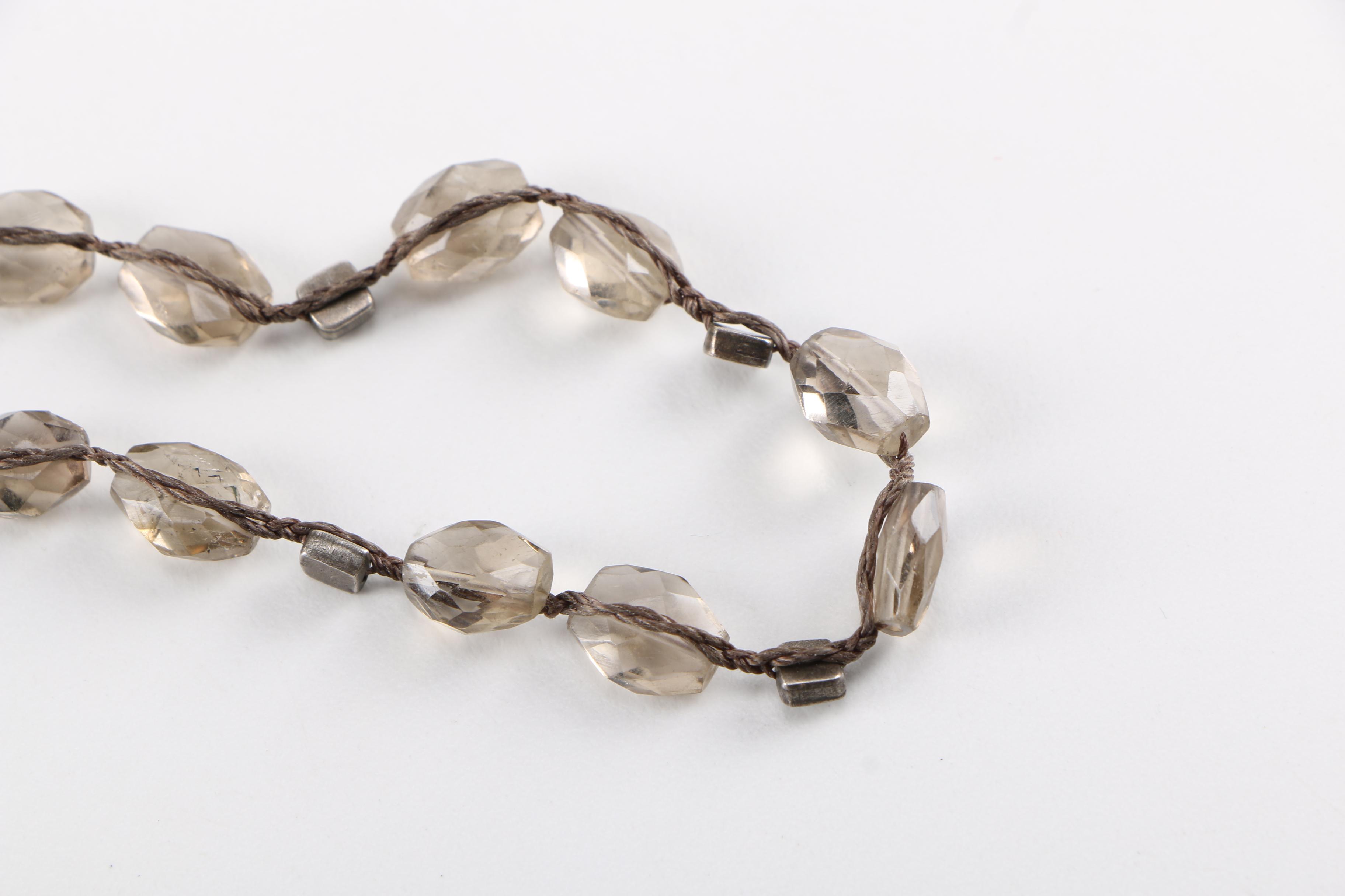 "Love Heals" Necklace With Smoky Quartz Beads