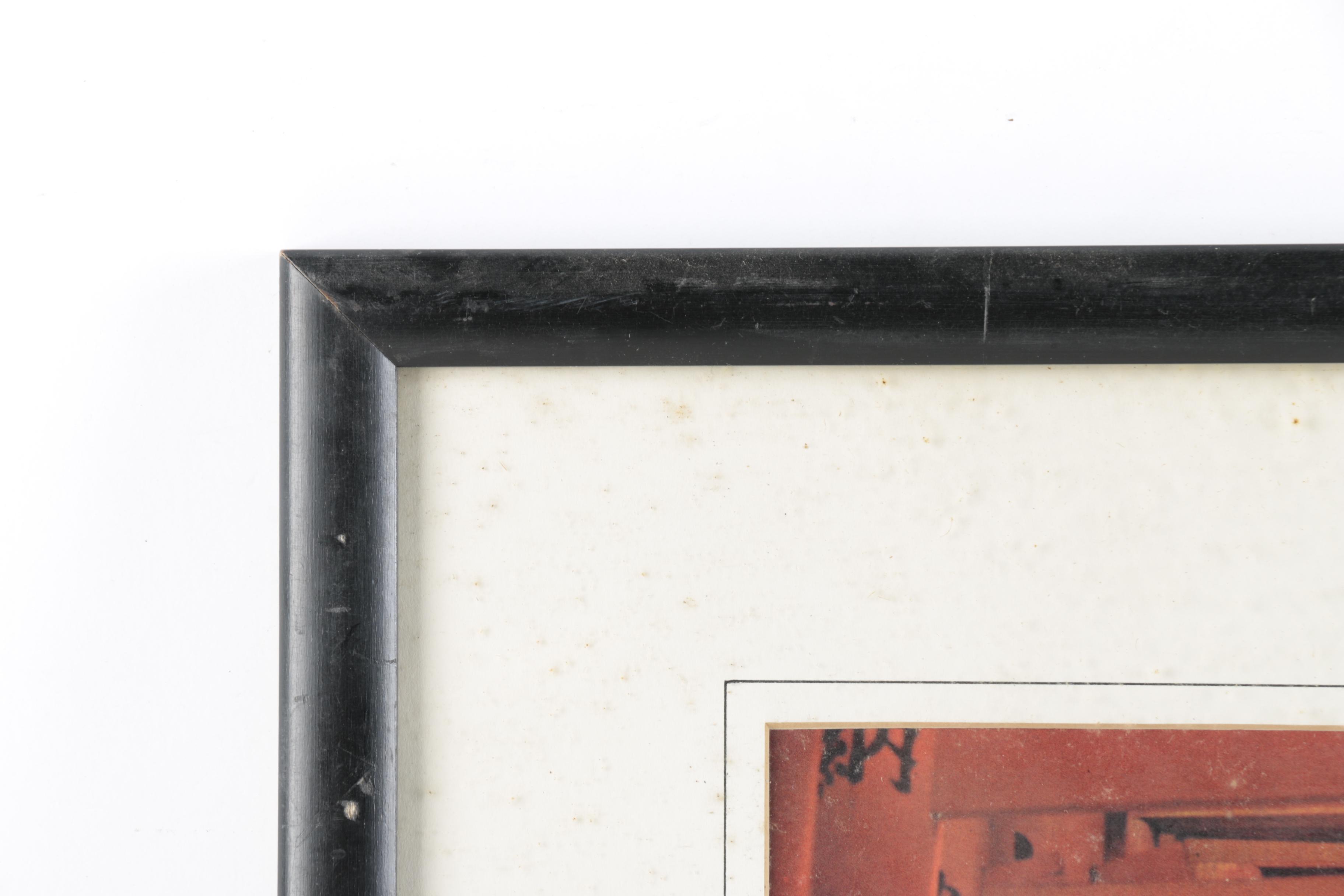 Framed Offset Lithograph on Paper of a Torii