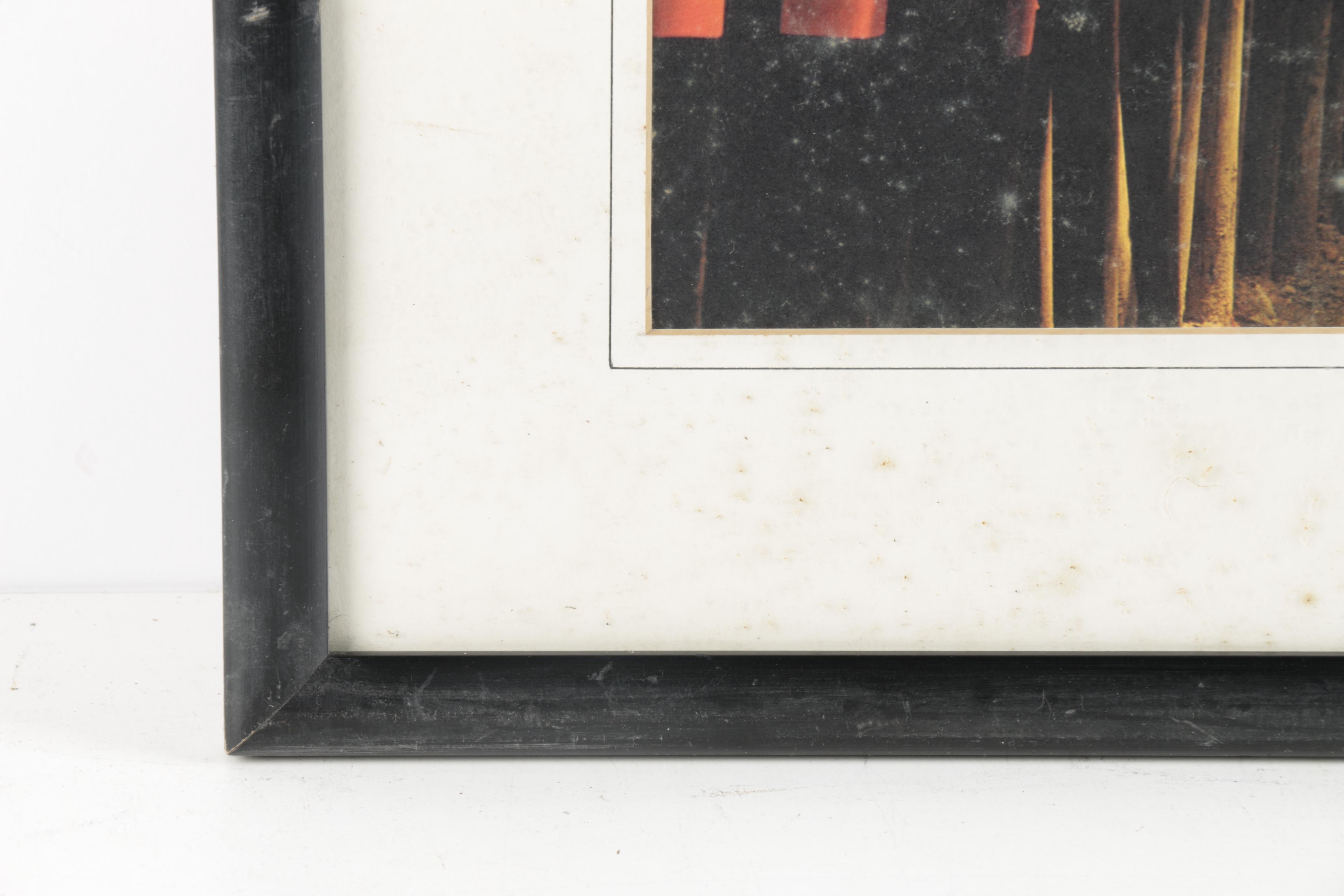 Framed Offset Lithograph on Paper of a Torii