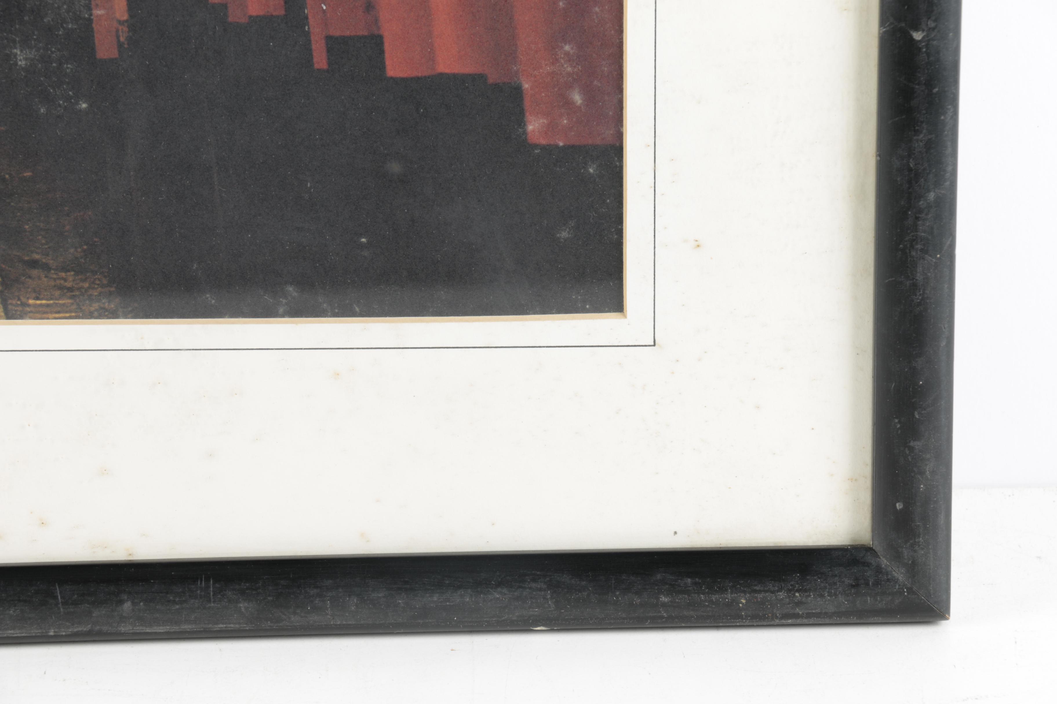 Framed Offset Lithograph on Paper of a Torii