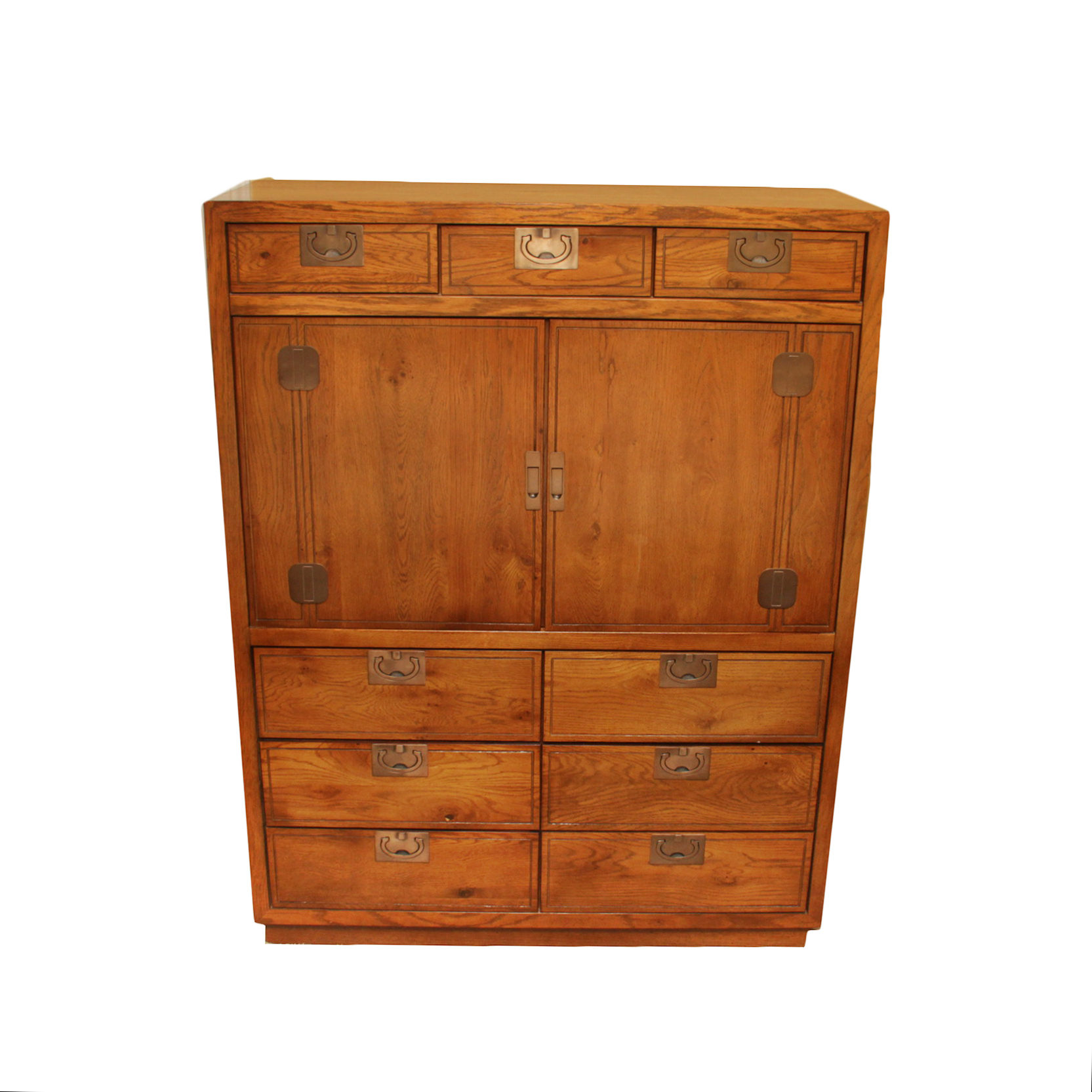 Vintage Campaign Style Oak Dresser by Bassett