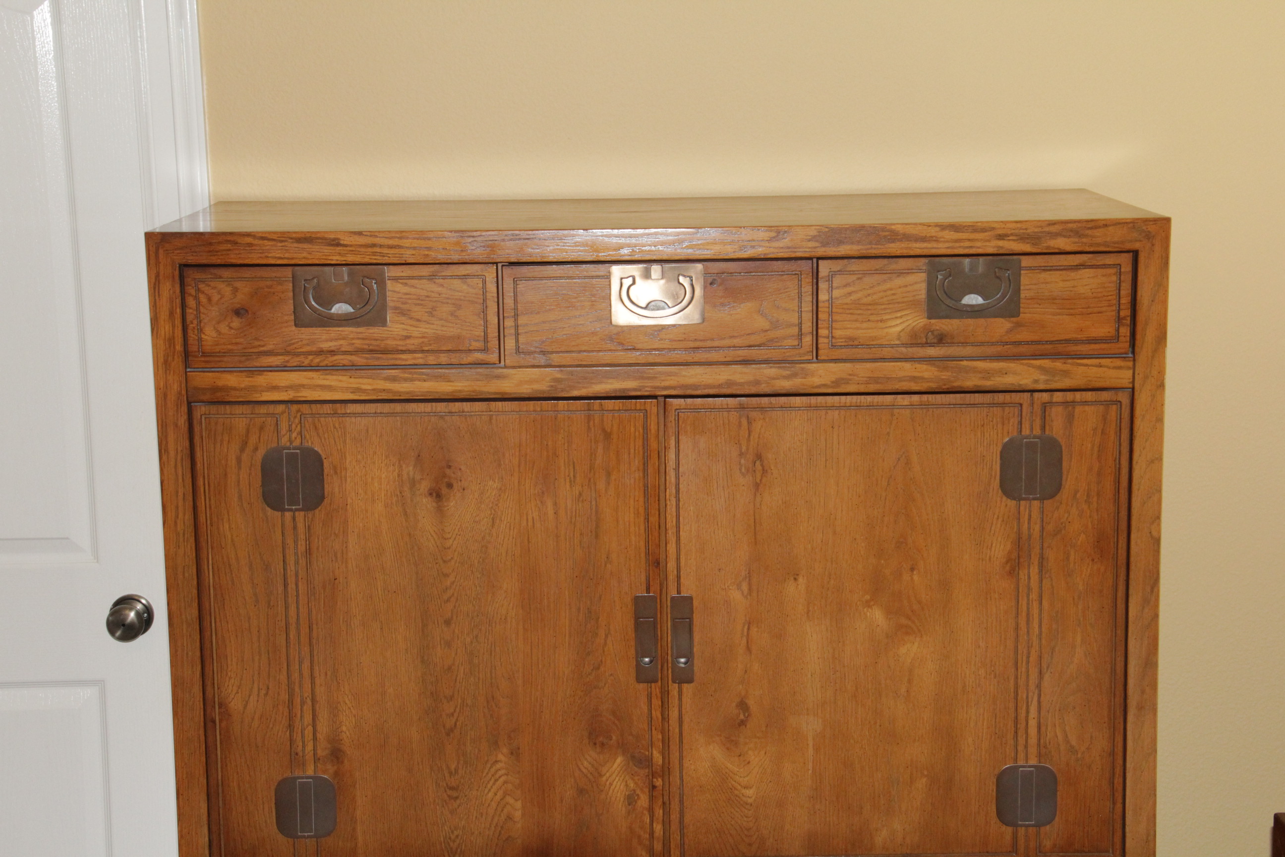 Vintage Campaign Style Oak Dresser by Bassett