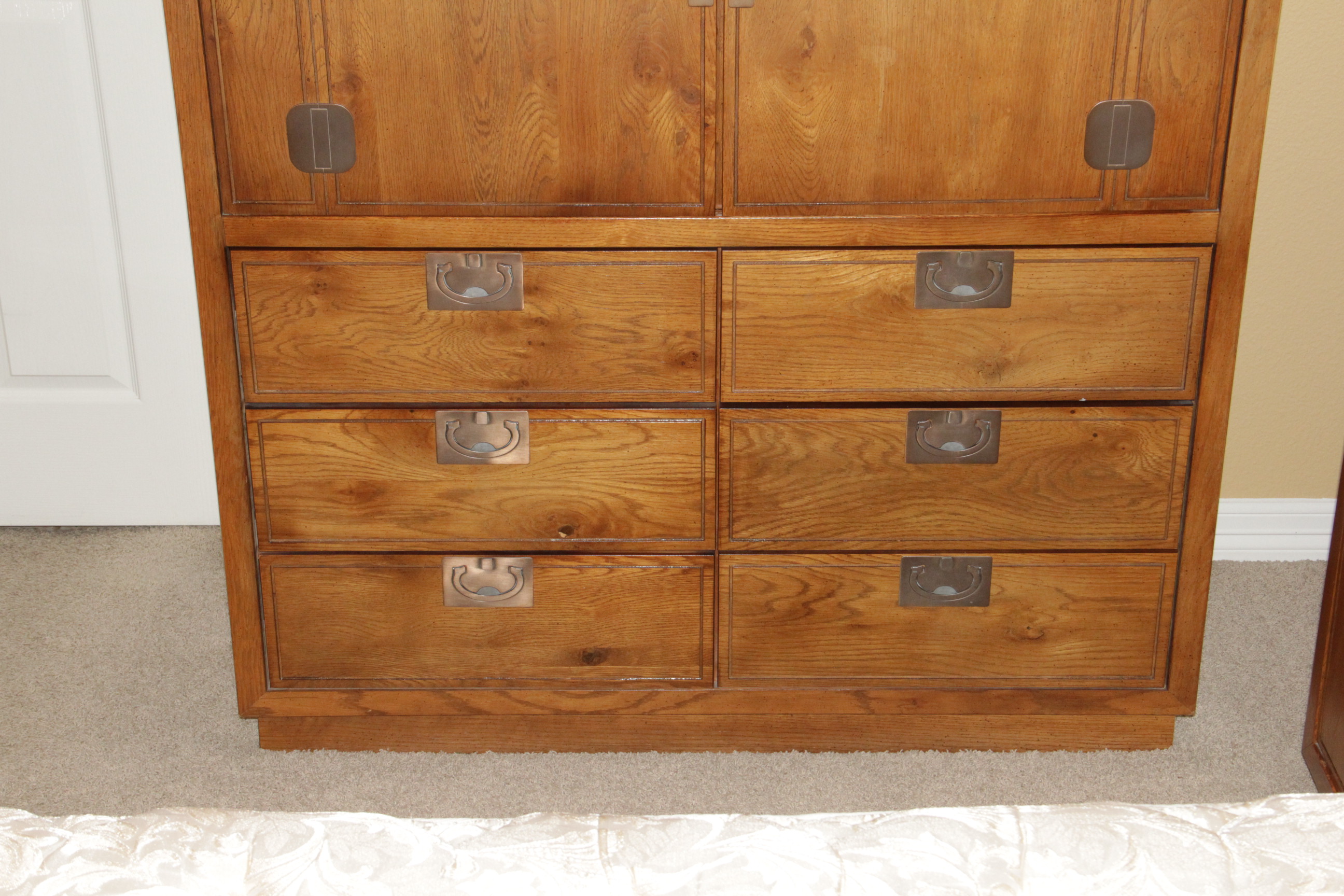 Vintage Campaign Style Oak Dresser by Bassett