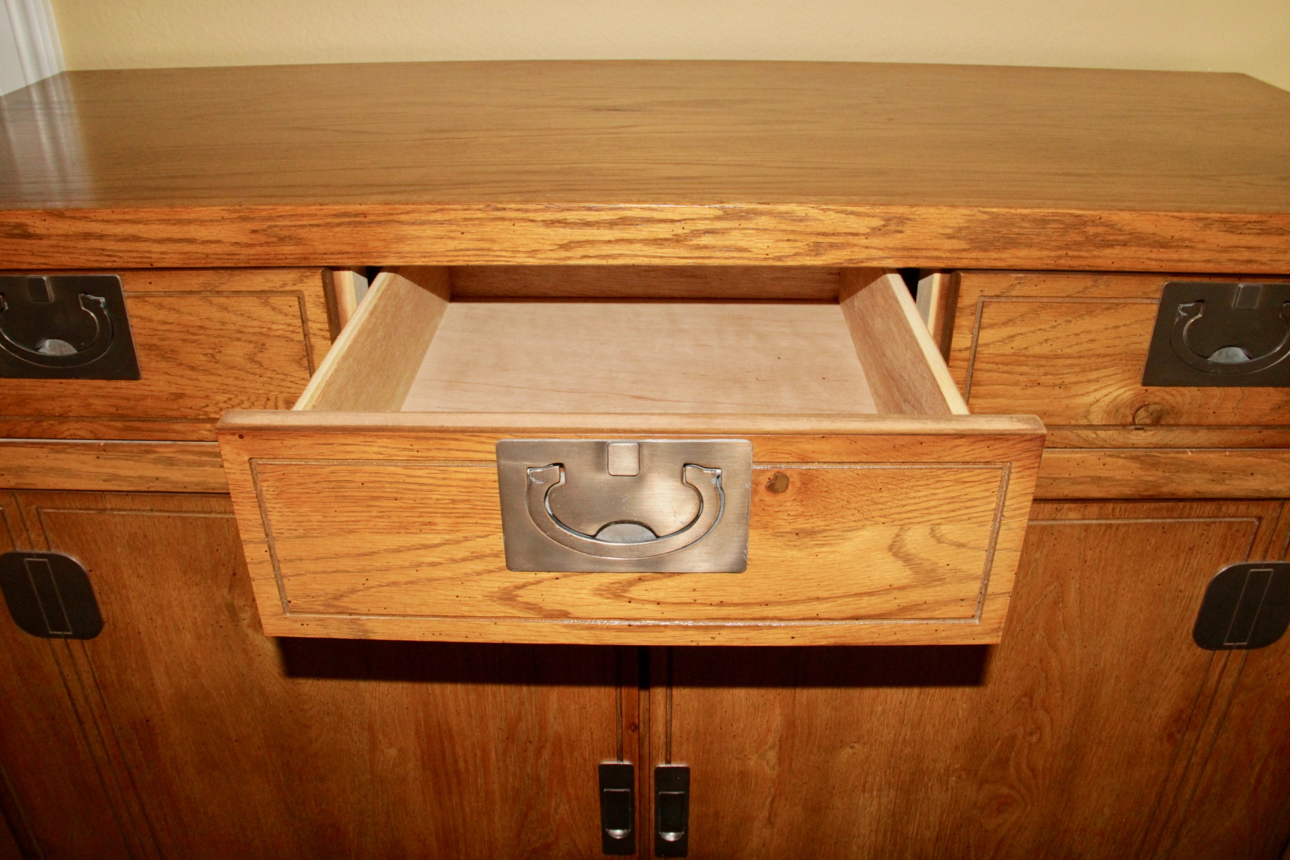 Vintage Campaign Style Oak Dresser by Bassett