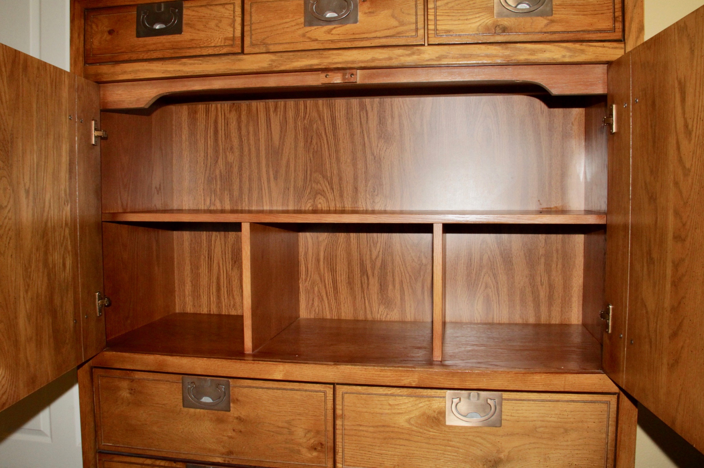 Vintage Campaign Style Oak Dresser by Bassett