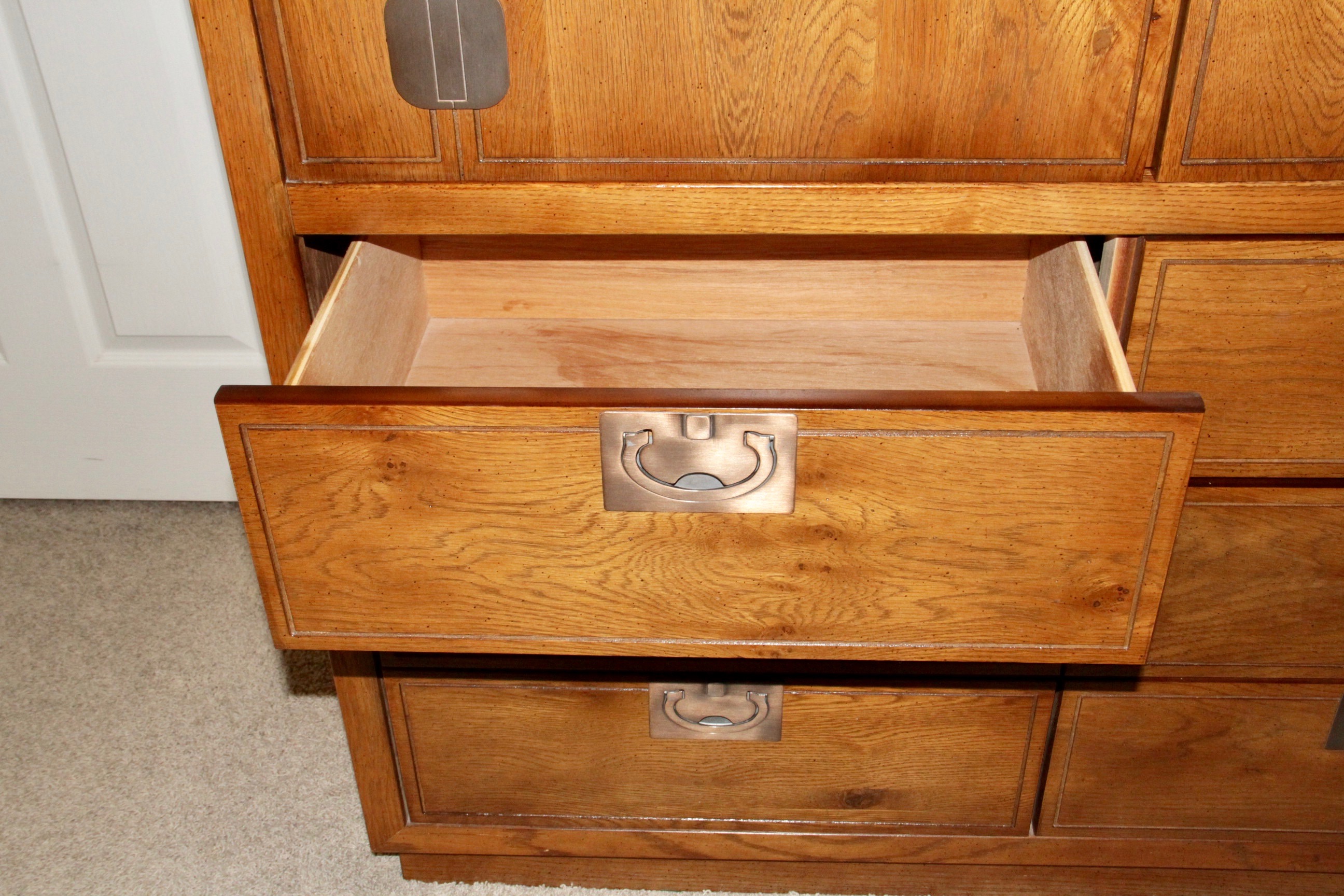 Vintage Campaign Style Oak Dresser by Bassett