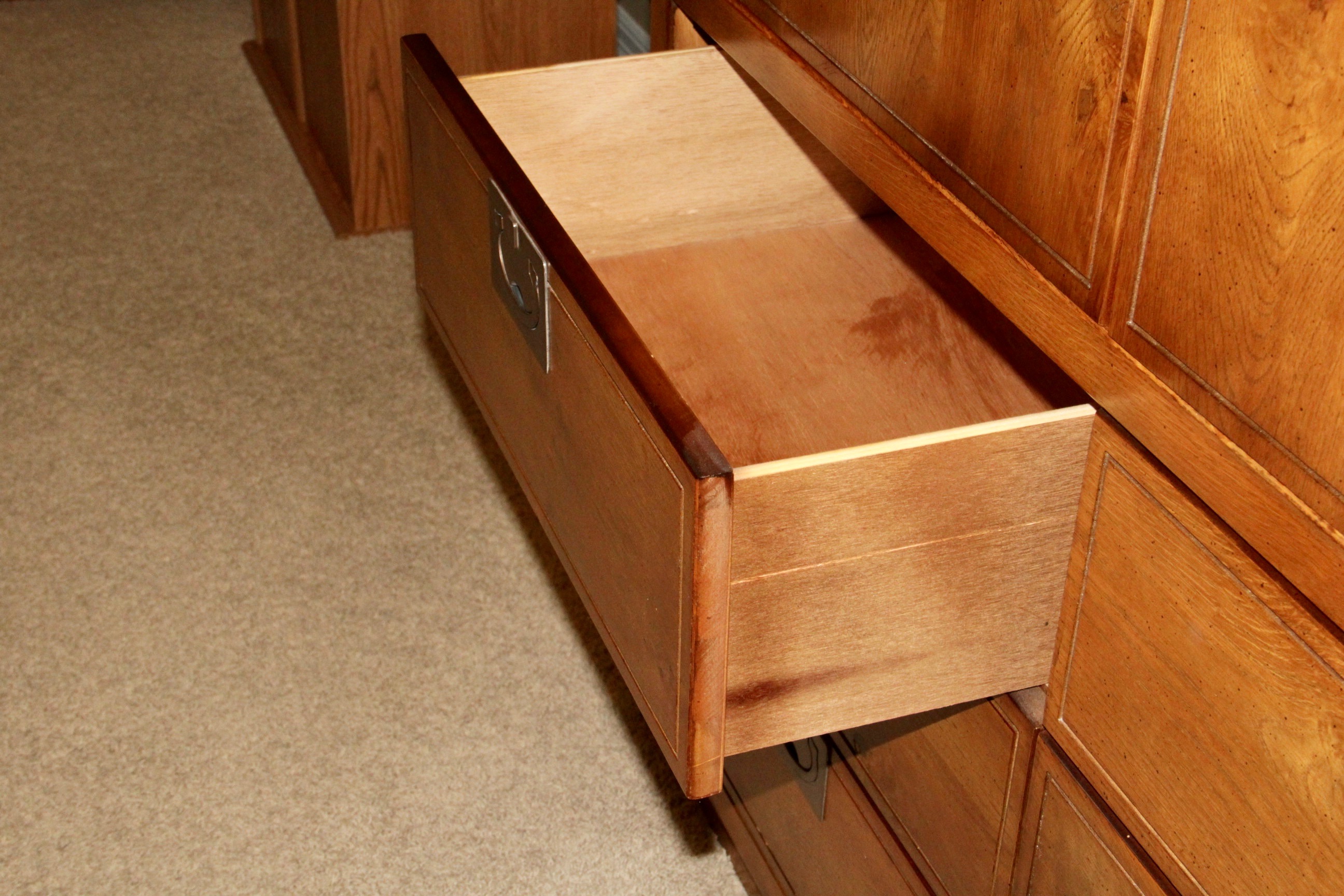 Vintage Campaign Style Oak Dresser by Bassett