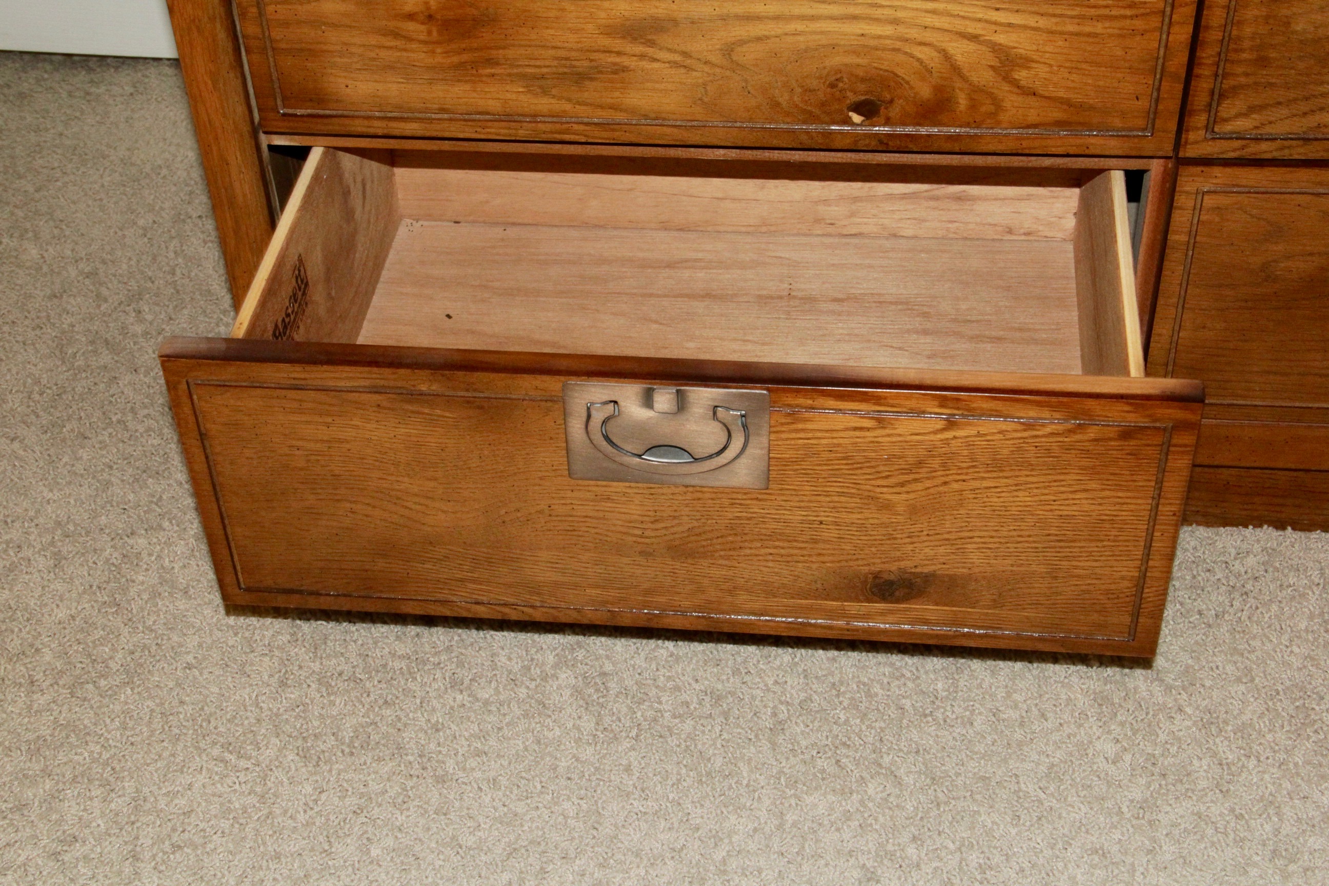 Vintage Campaign Style Oak Dresser by Bassett