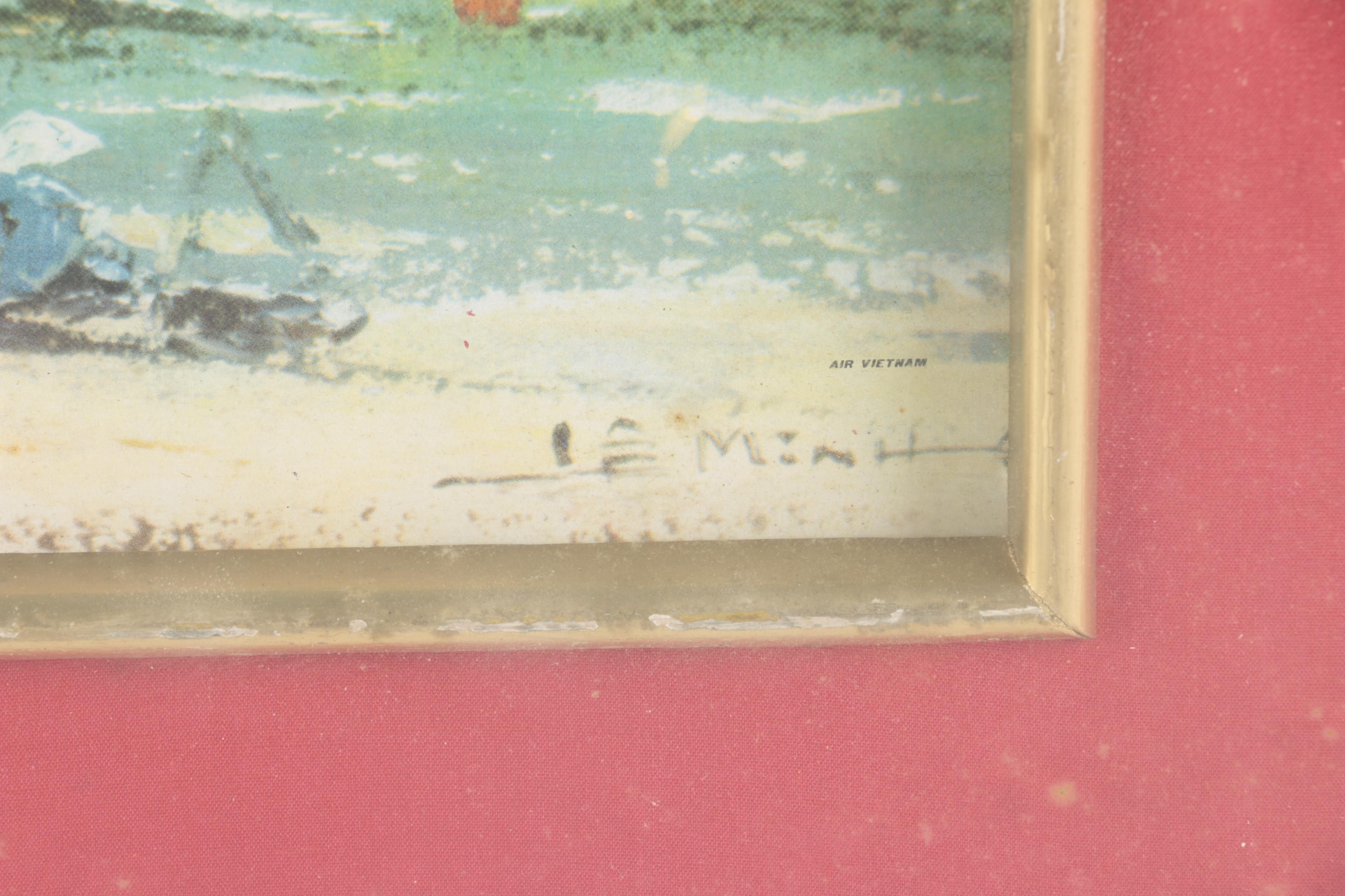 Offset Lithograph on Paper After Le Minh of Coastal Scene