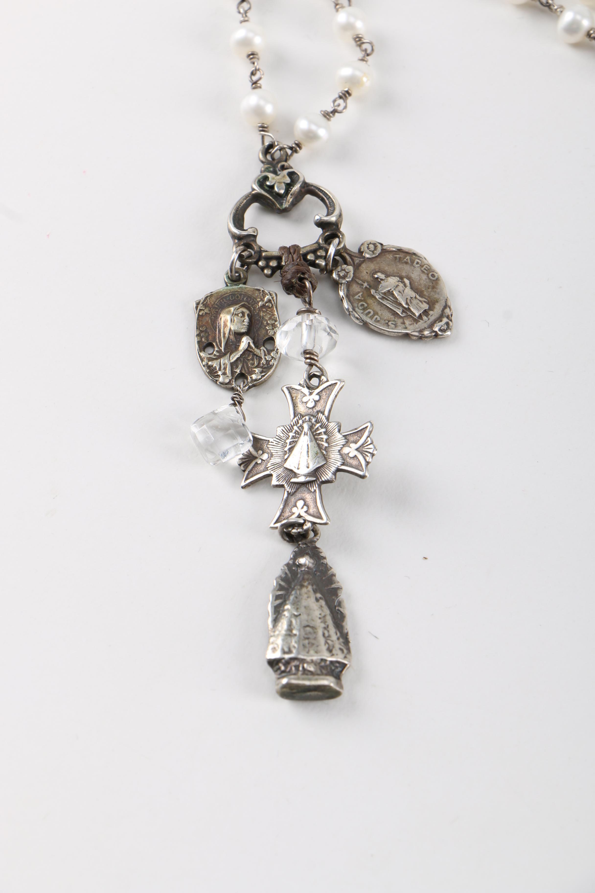 "Love Heals" Sterling Silver Necklace With Cultured Pearls