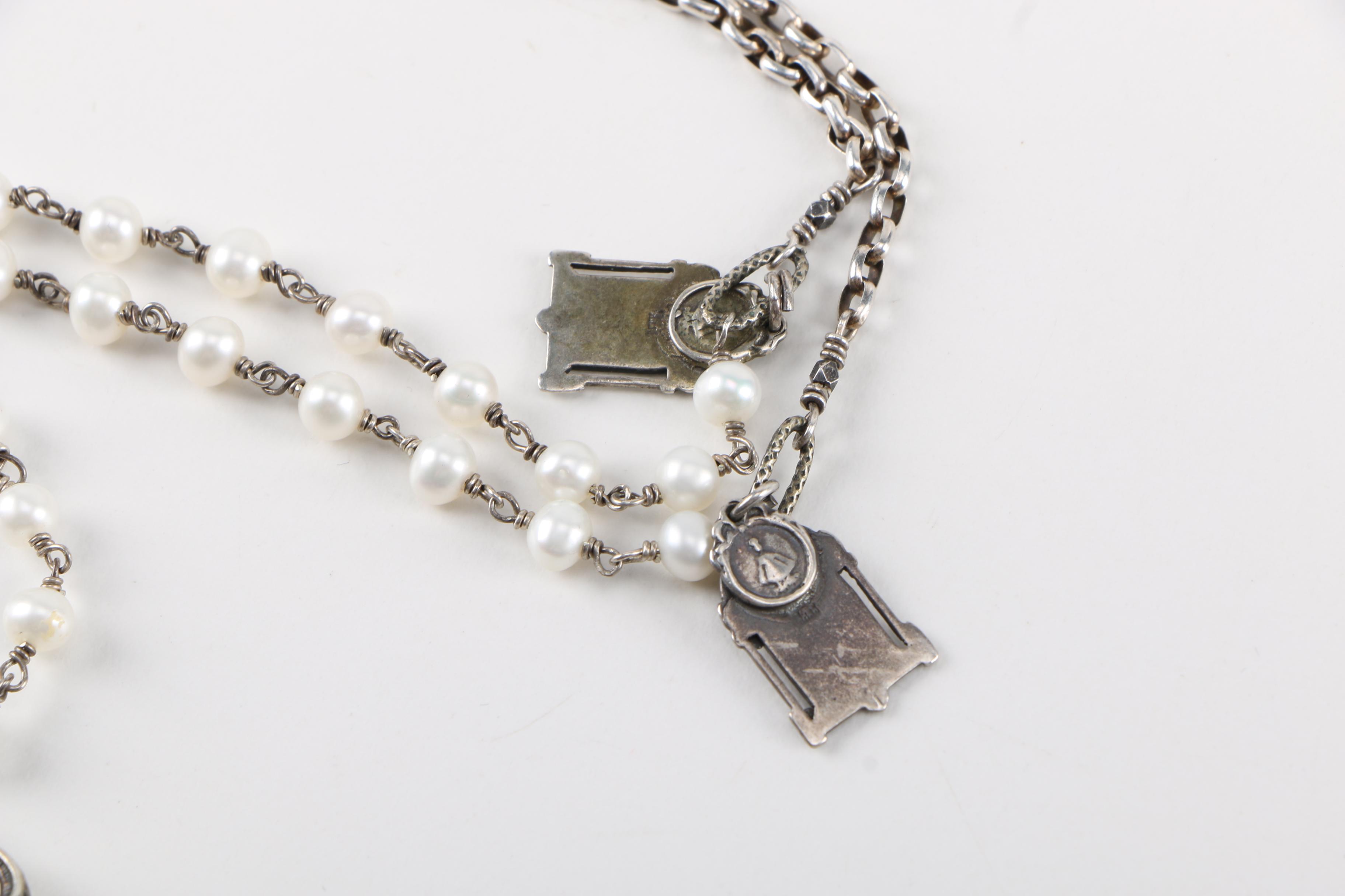 "Love Heals" Sterling Silver Necklace With Cultured Pearls