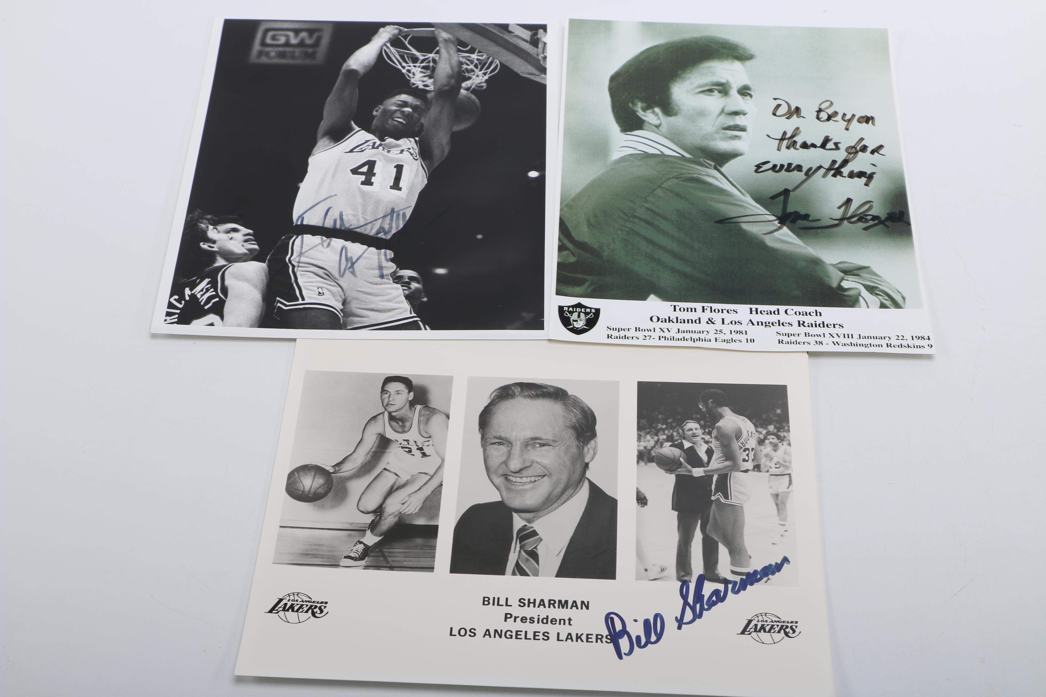 Collection of NBA/NFL Photographs including Autographed "Tom Flores"