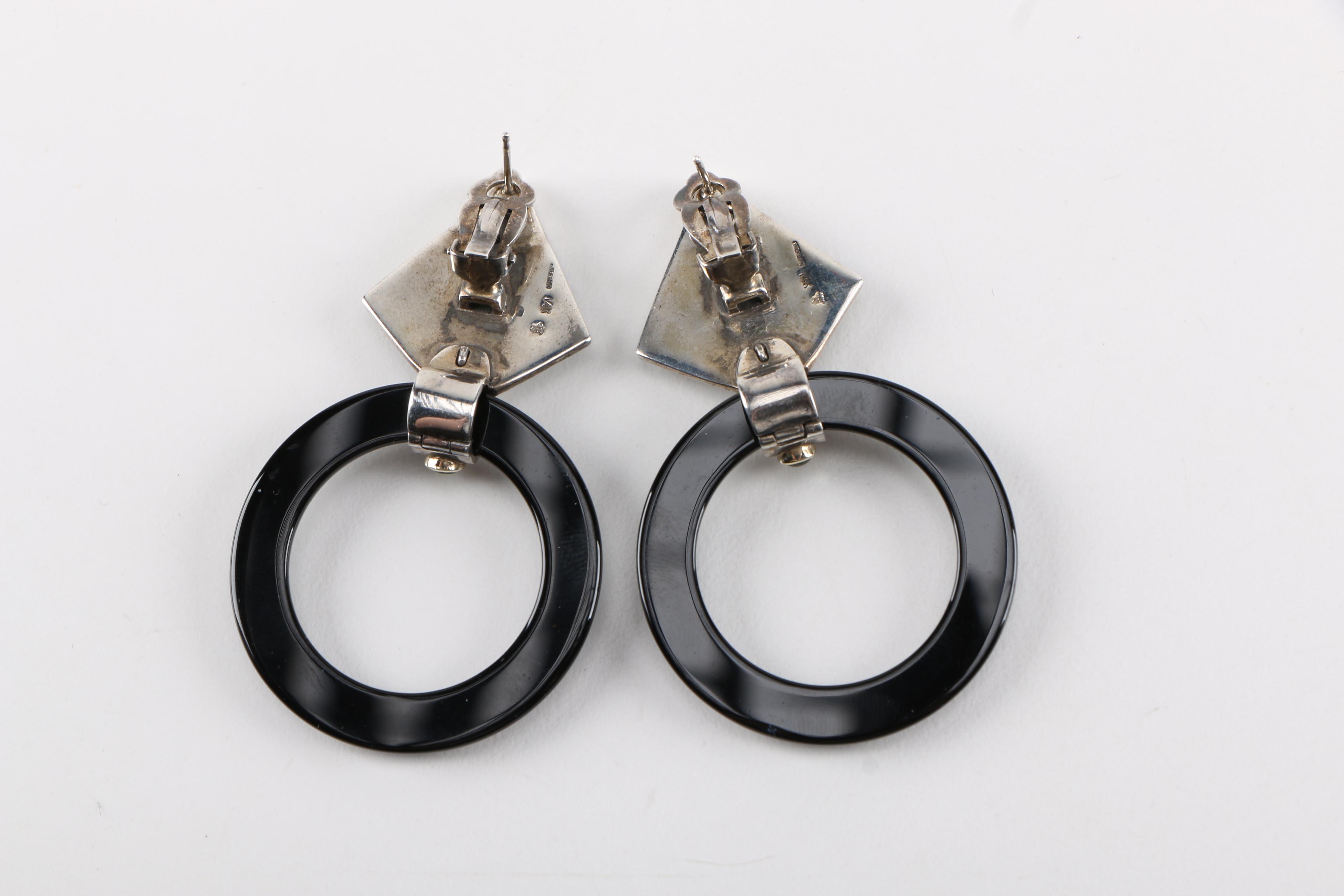 Sterling Silver Onyx and Gemstone Earrings