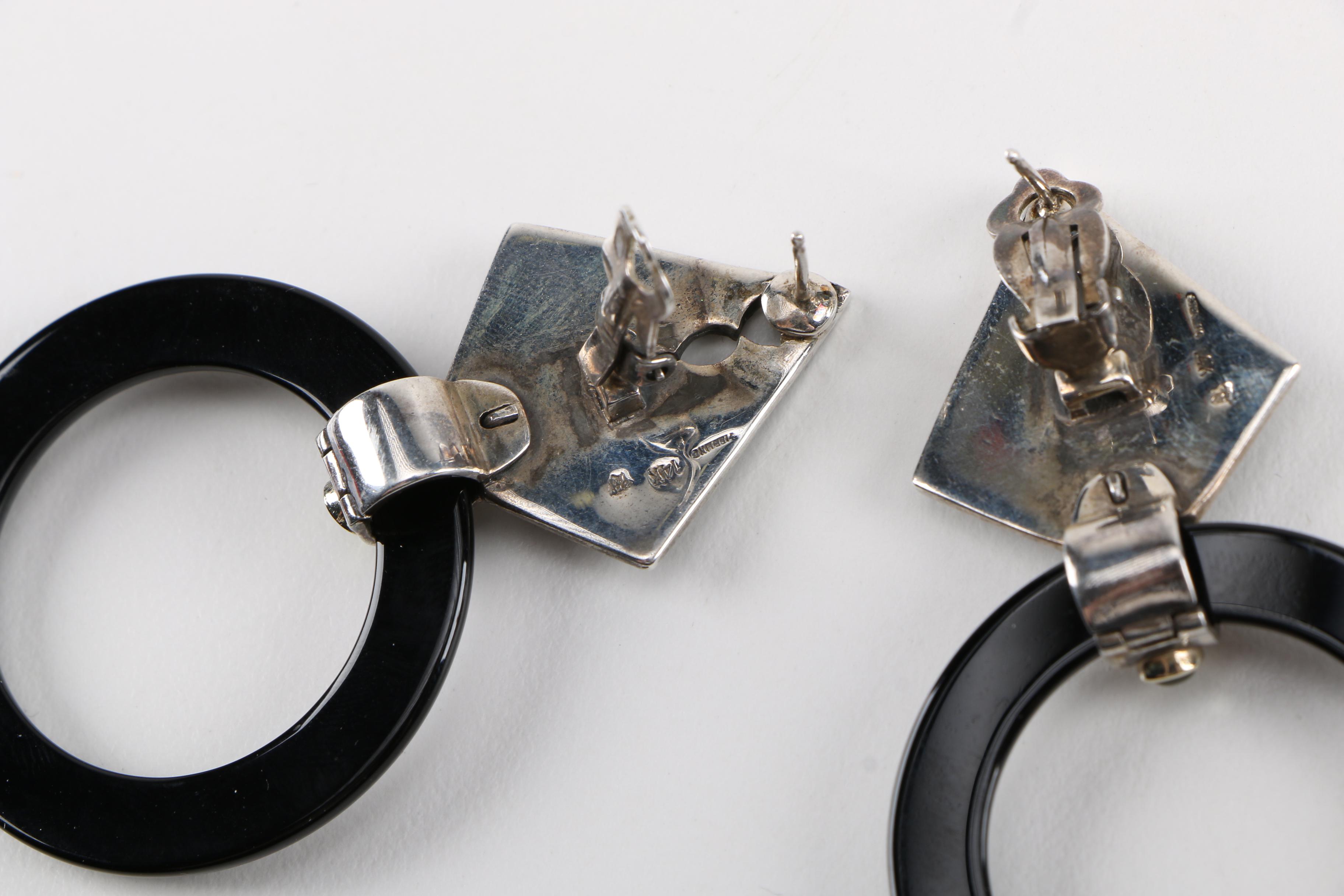 Sterling Silver Onyx and Gemstone Earrings