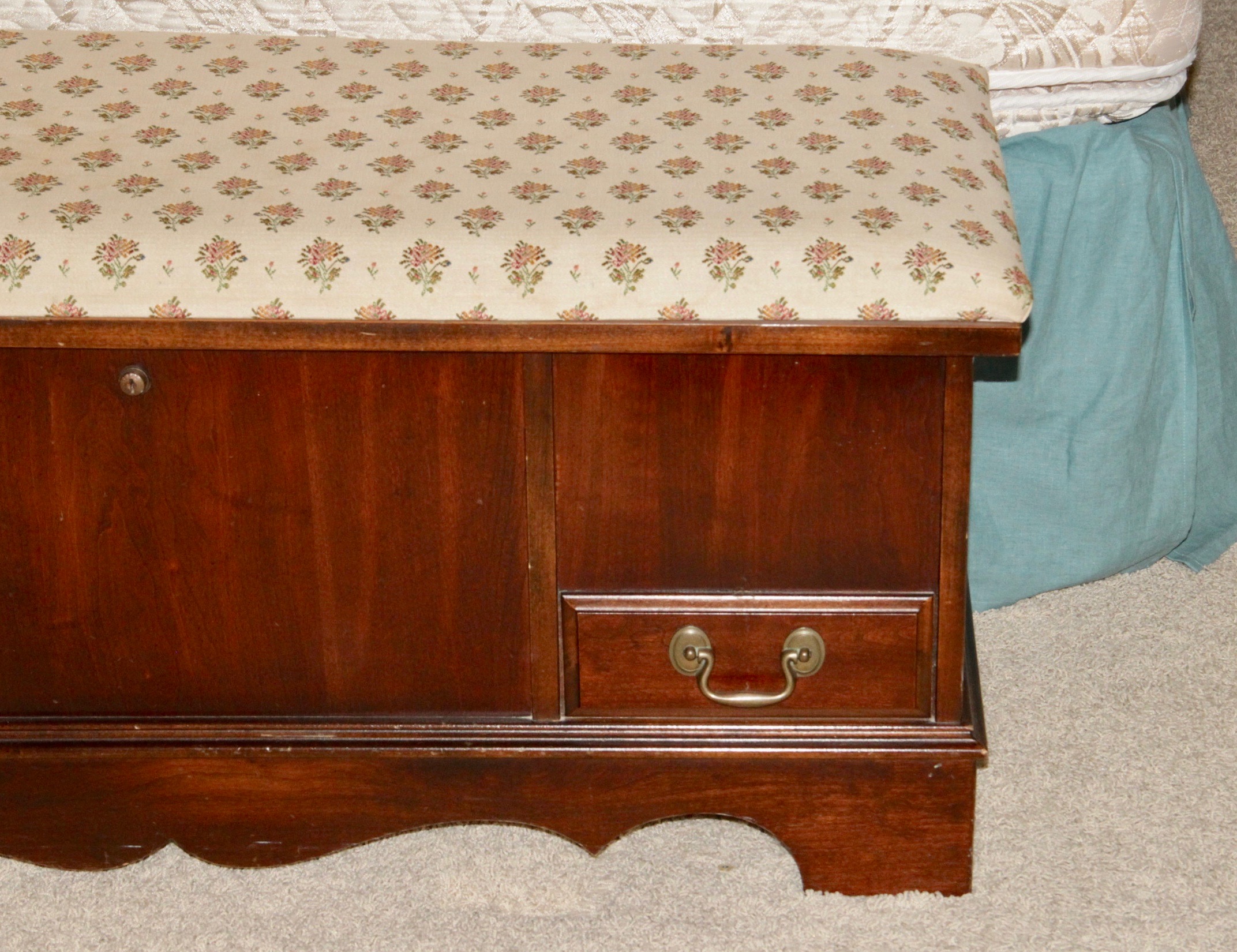 Cedar Lined Hope Chest with Upholstery Covered Top by Lane