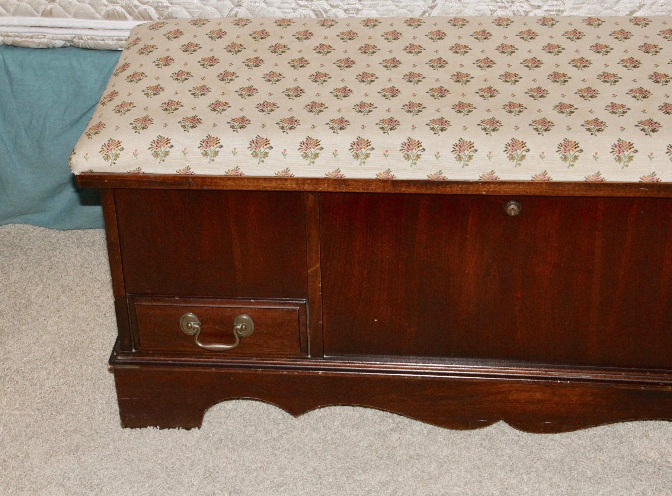 Cedar Lined Hope Chest with Upholstery Covered Top by Lane