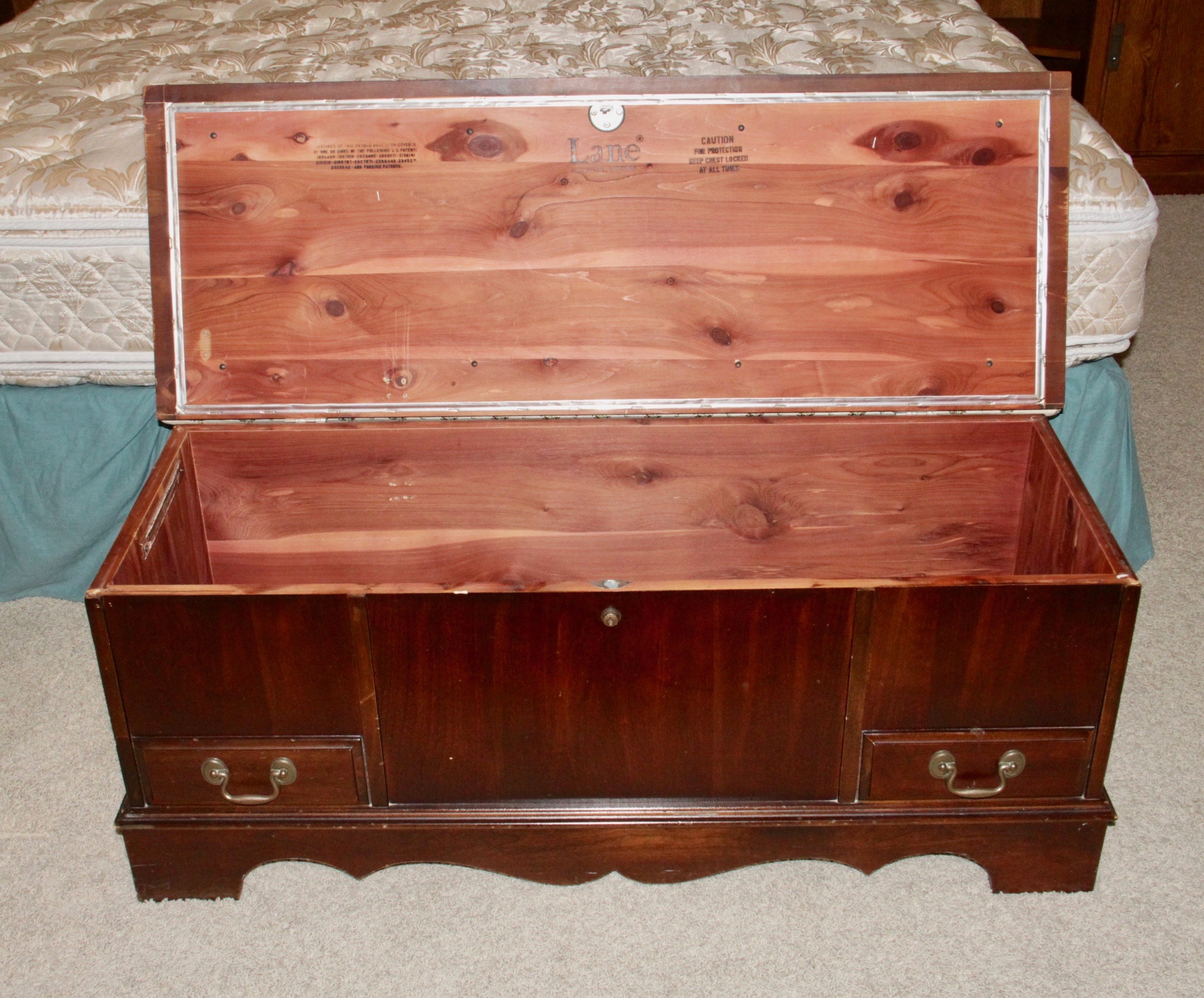 Cedar Lined Hope Chest with Upholstery Covered Top by Lane