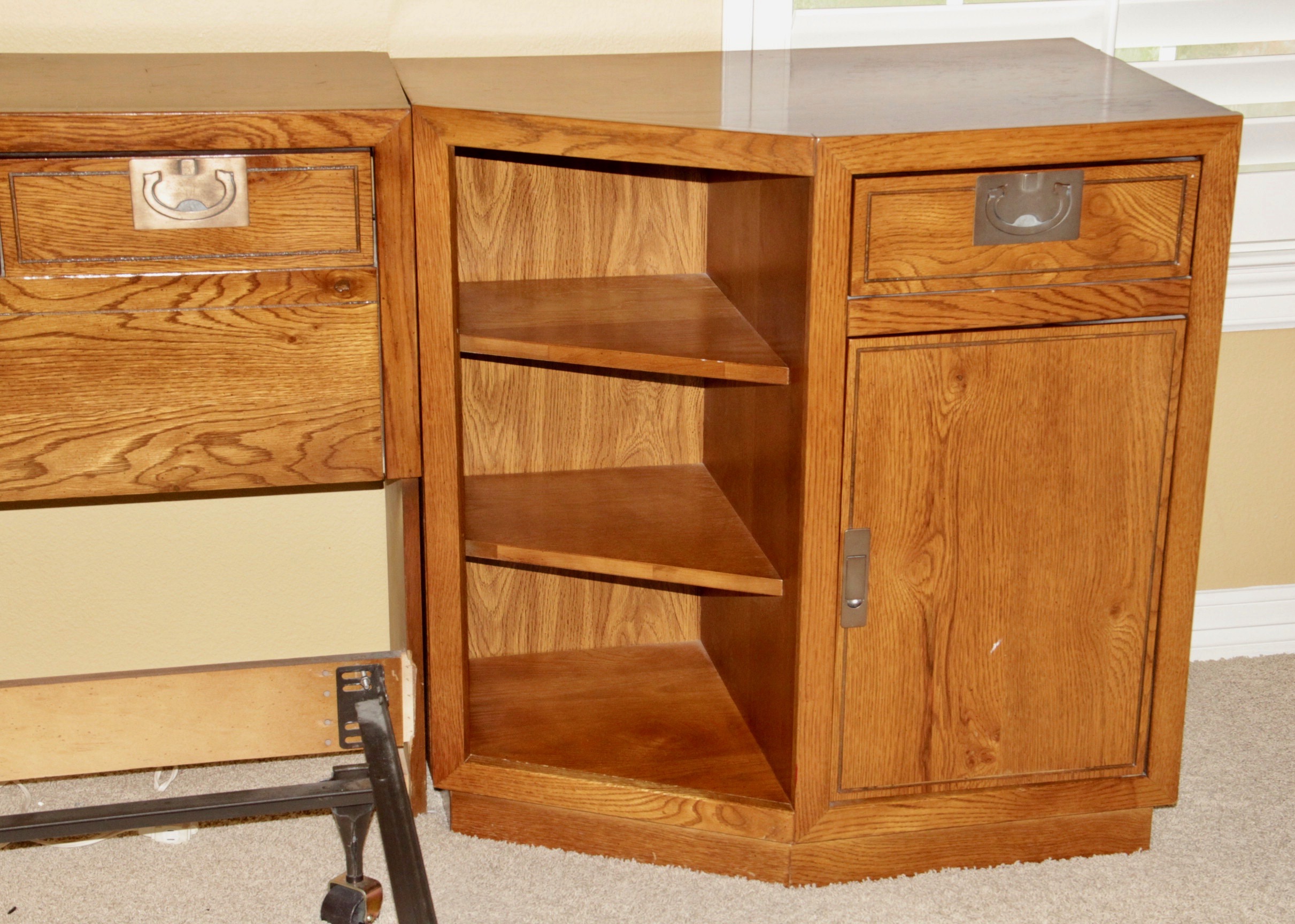 Basset Furniture Campaign Style Headboard/Bed Table Combination