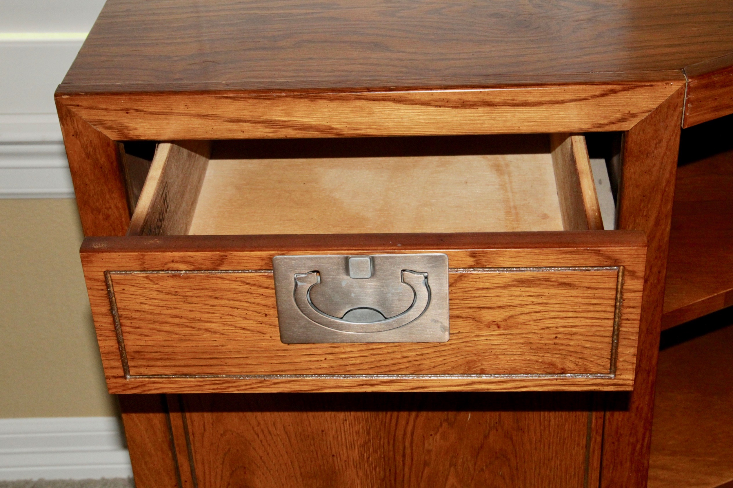 Basset Furniture Campaign Style Headboard/Bed Table Combination