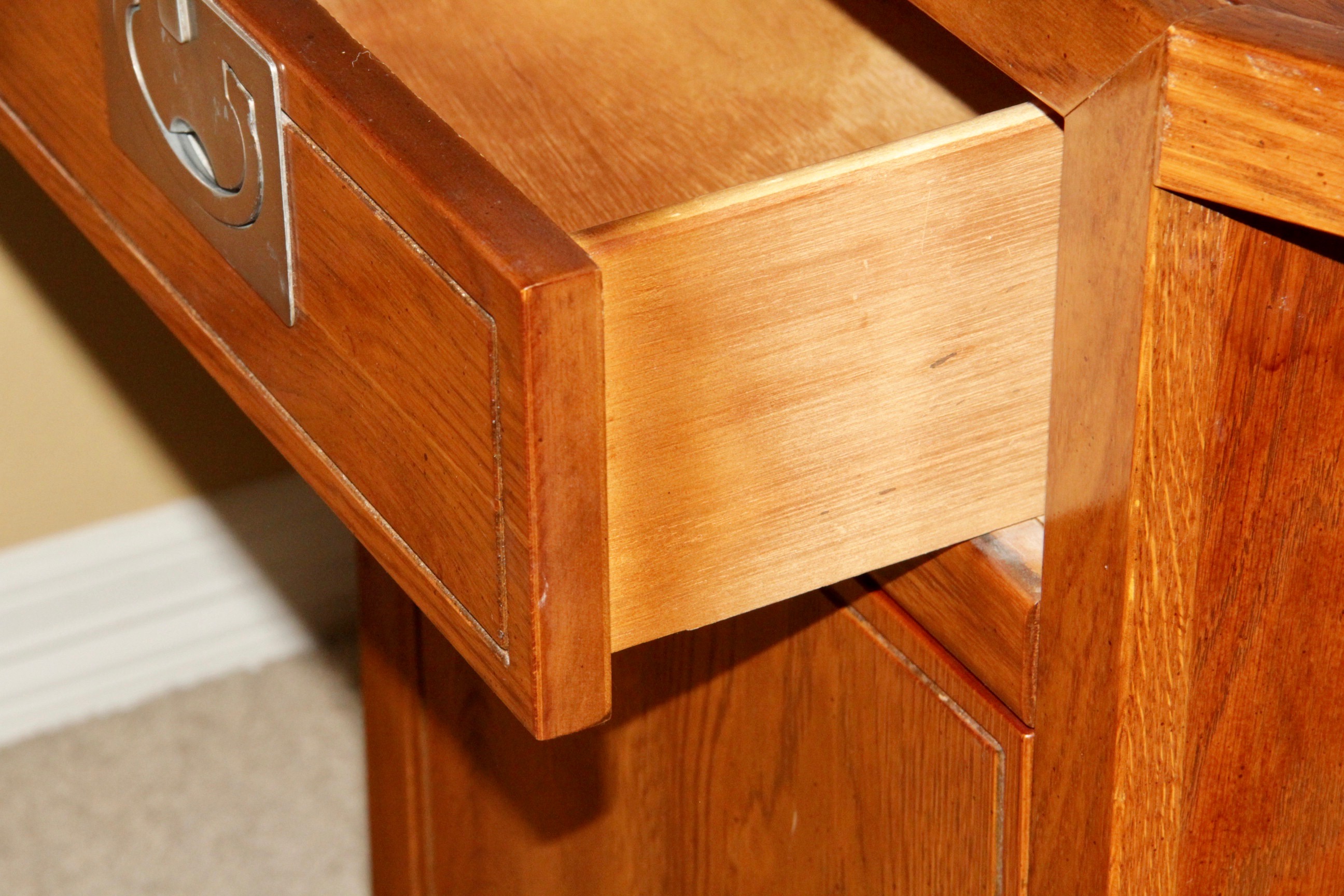 Basset Furniture Campaign Style Headboard/Bed Table Combination