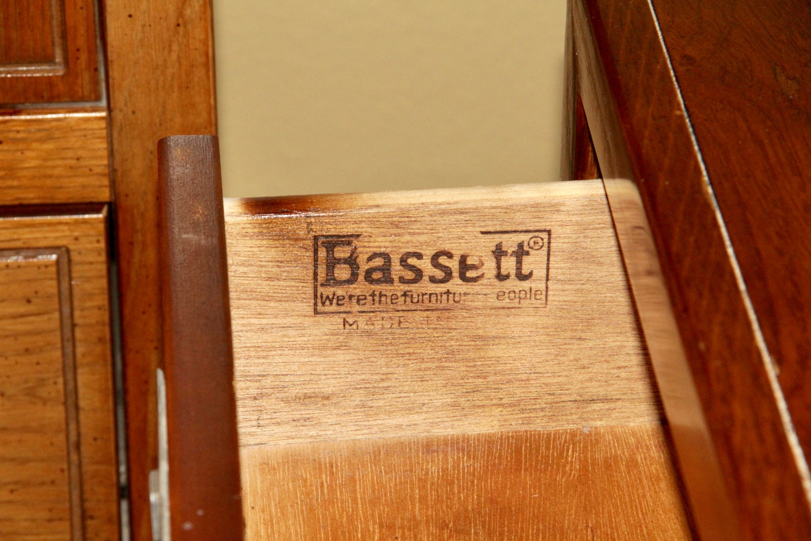 Basset Furniture Campaign Style Headboard/Bed Table Combination