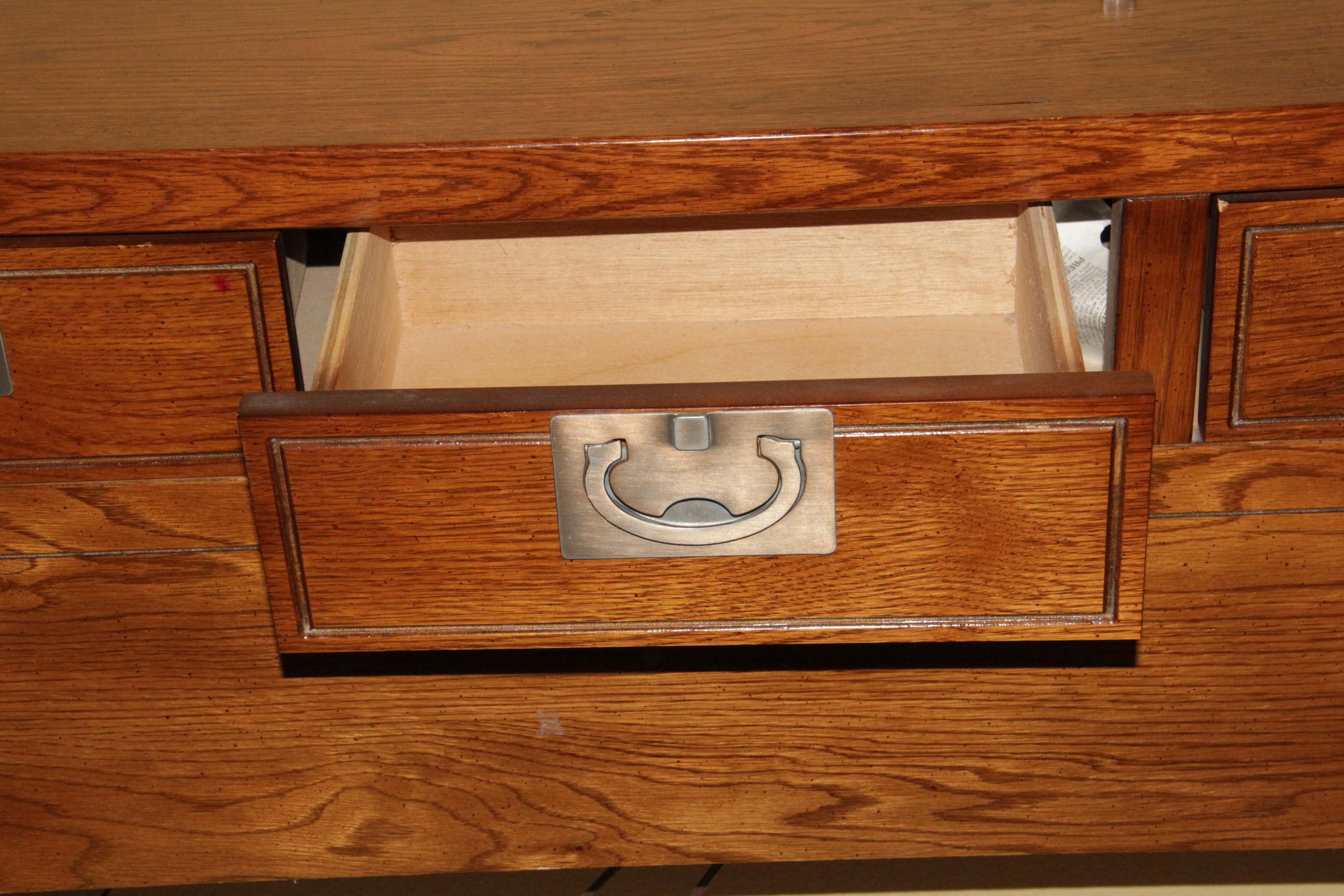 Basset Furniture Campaign Style Headboard/Bed Table Combination