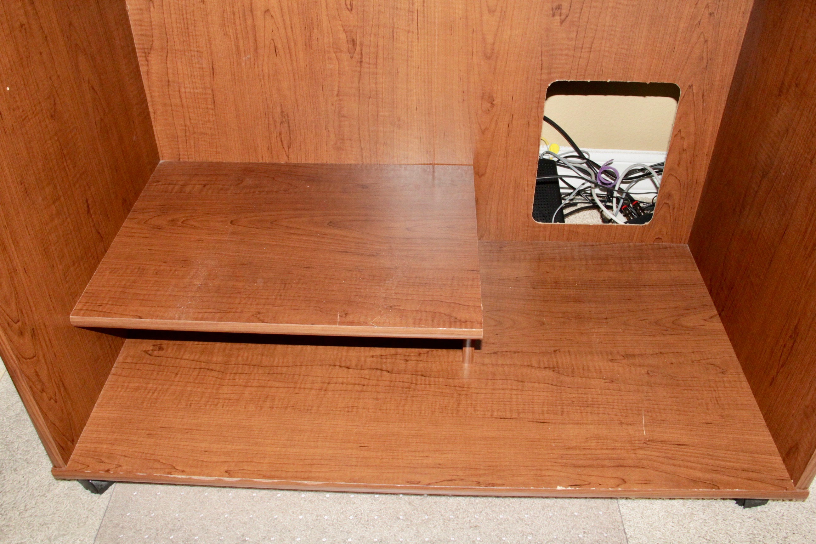 Brown Wooden Computer Table with Hutch