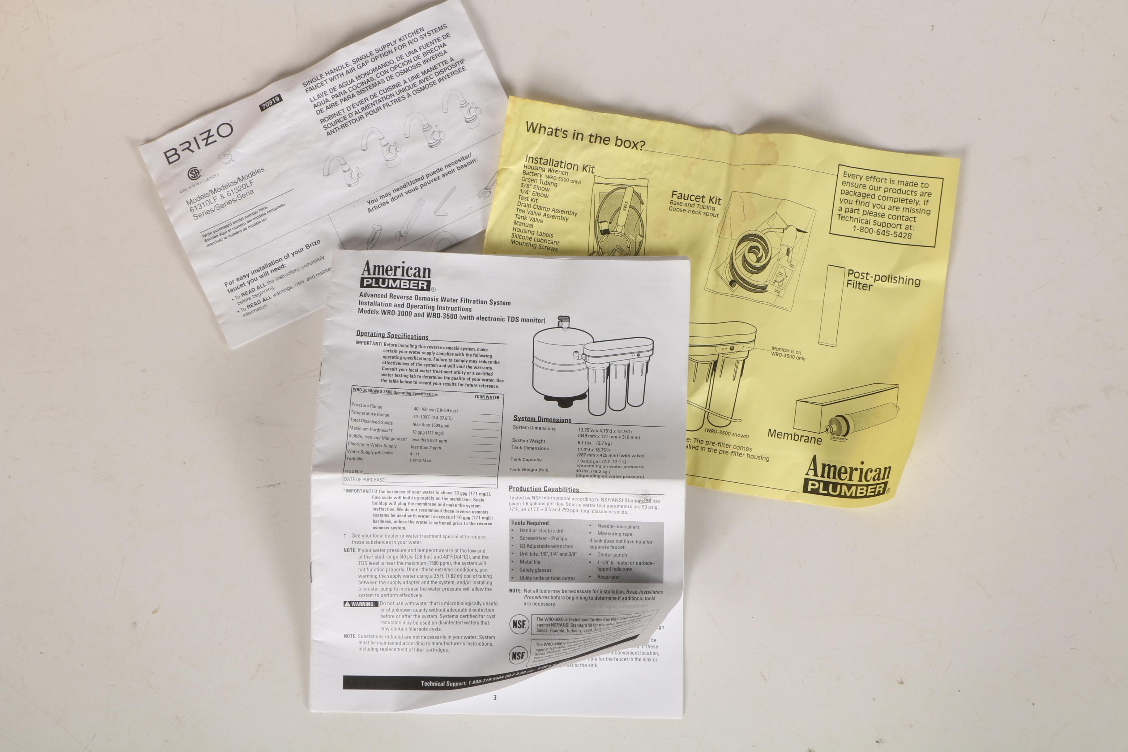 American Plumber Drinking Water Filter System