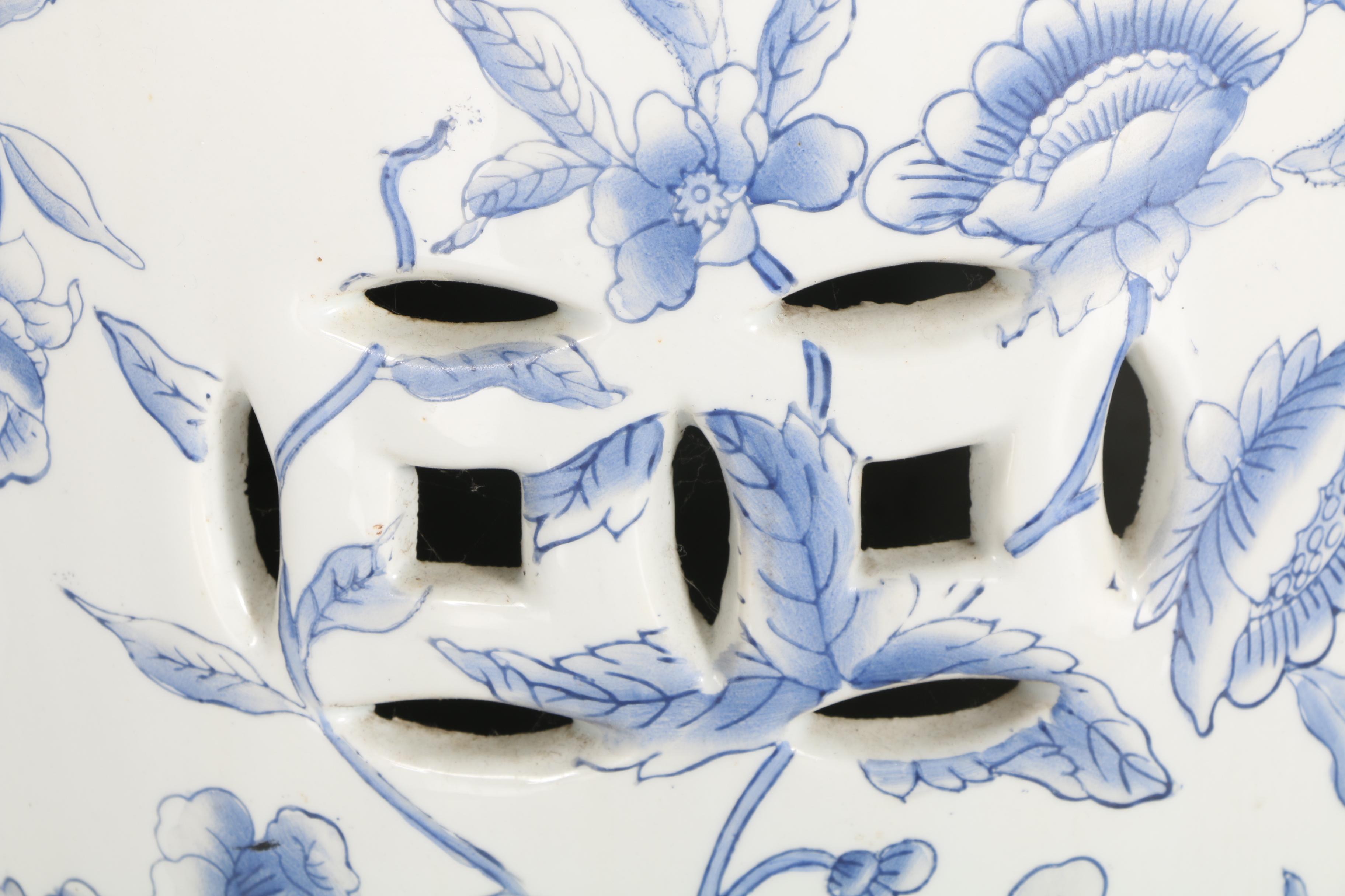 Blue and White Ceramic Plant Stands