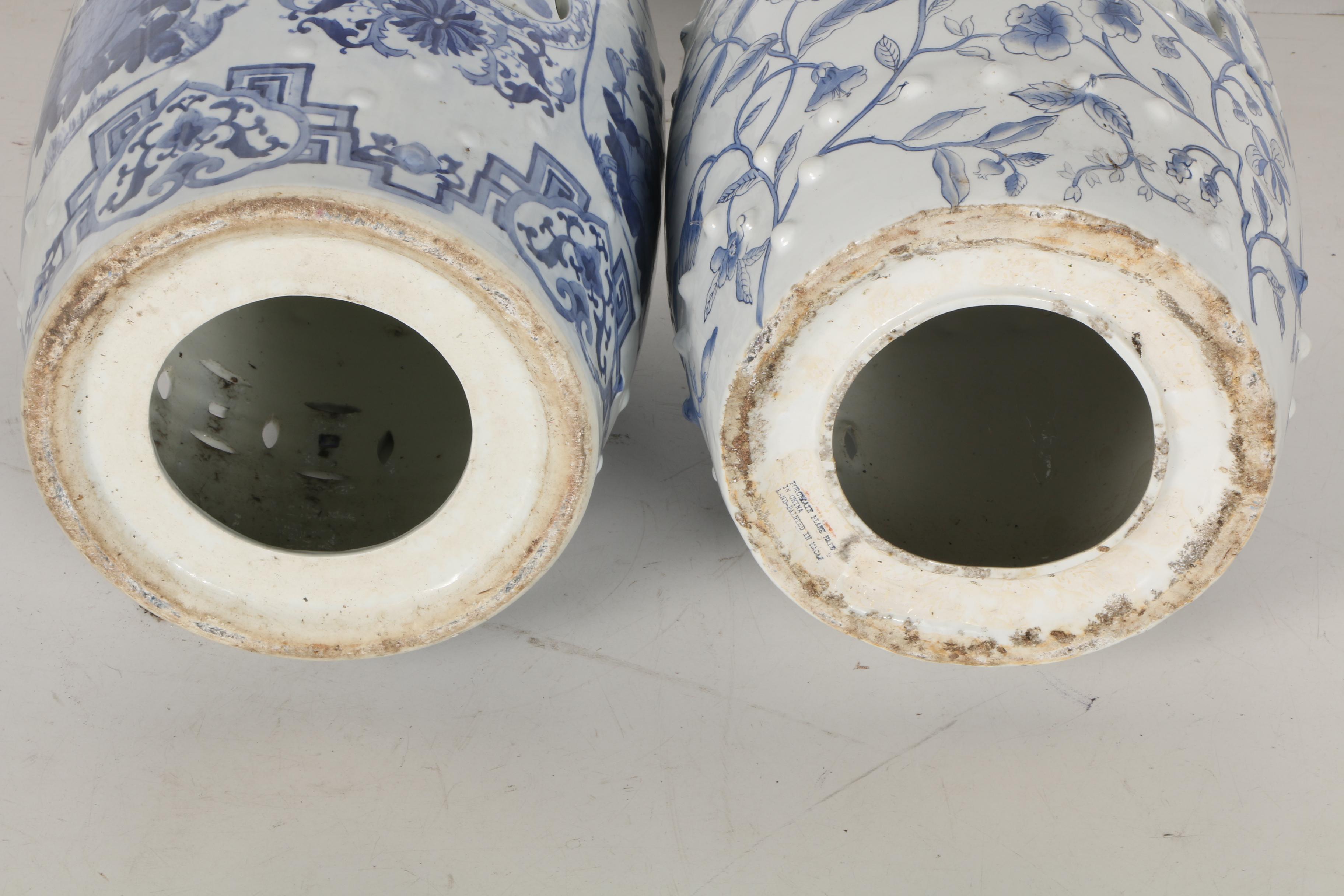 Blue and White Ceramic Plant Stands