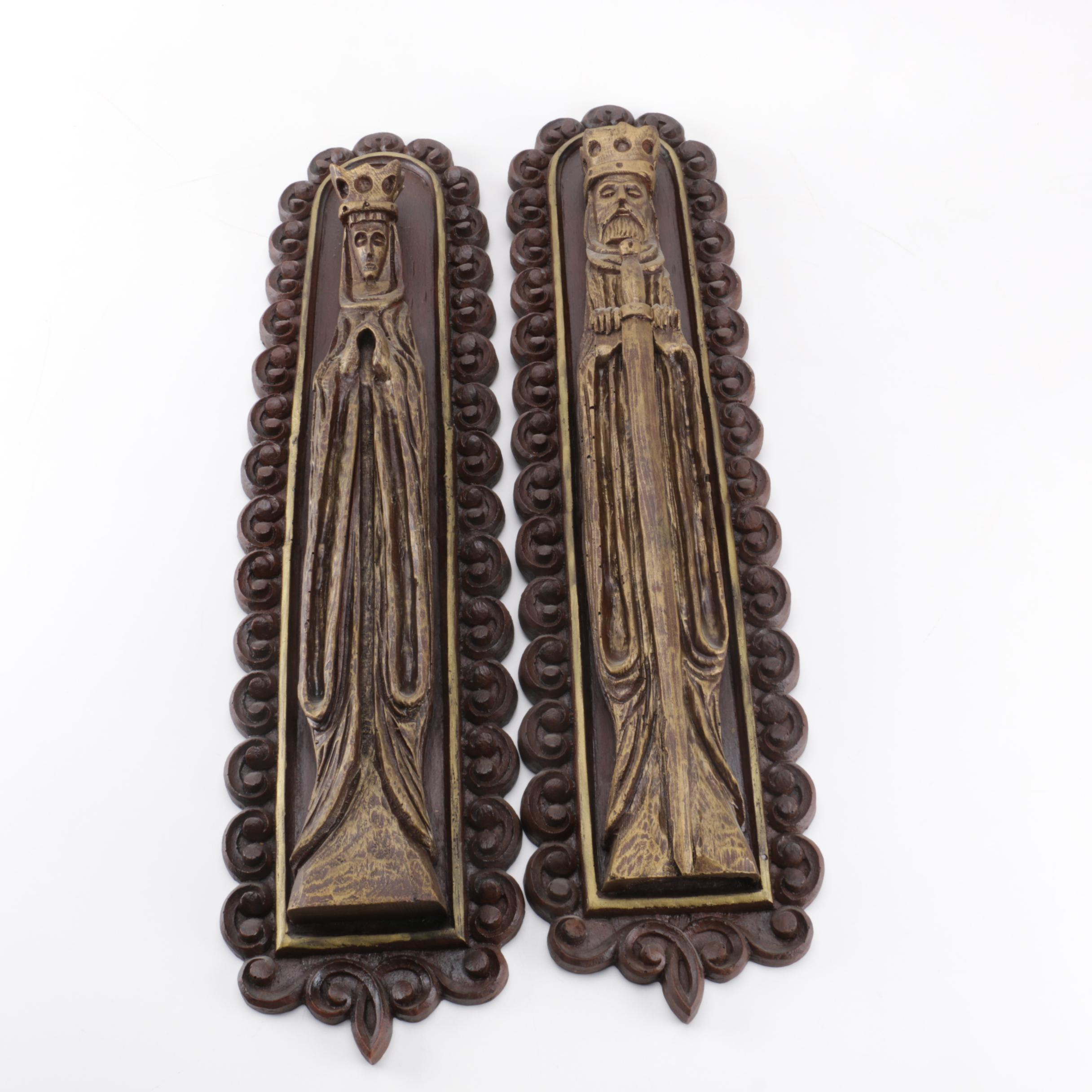 Carved Wooden King and Queen Wall Hangings