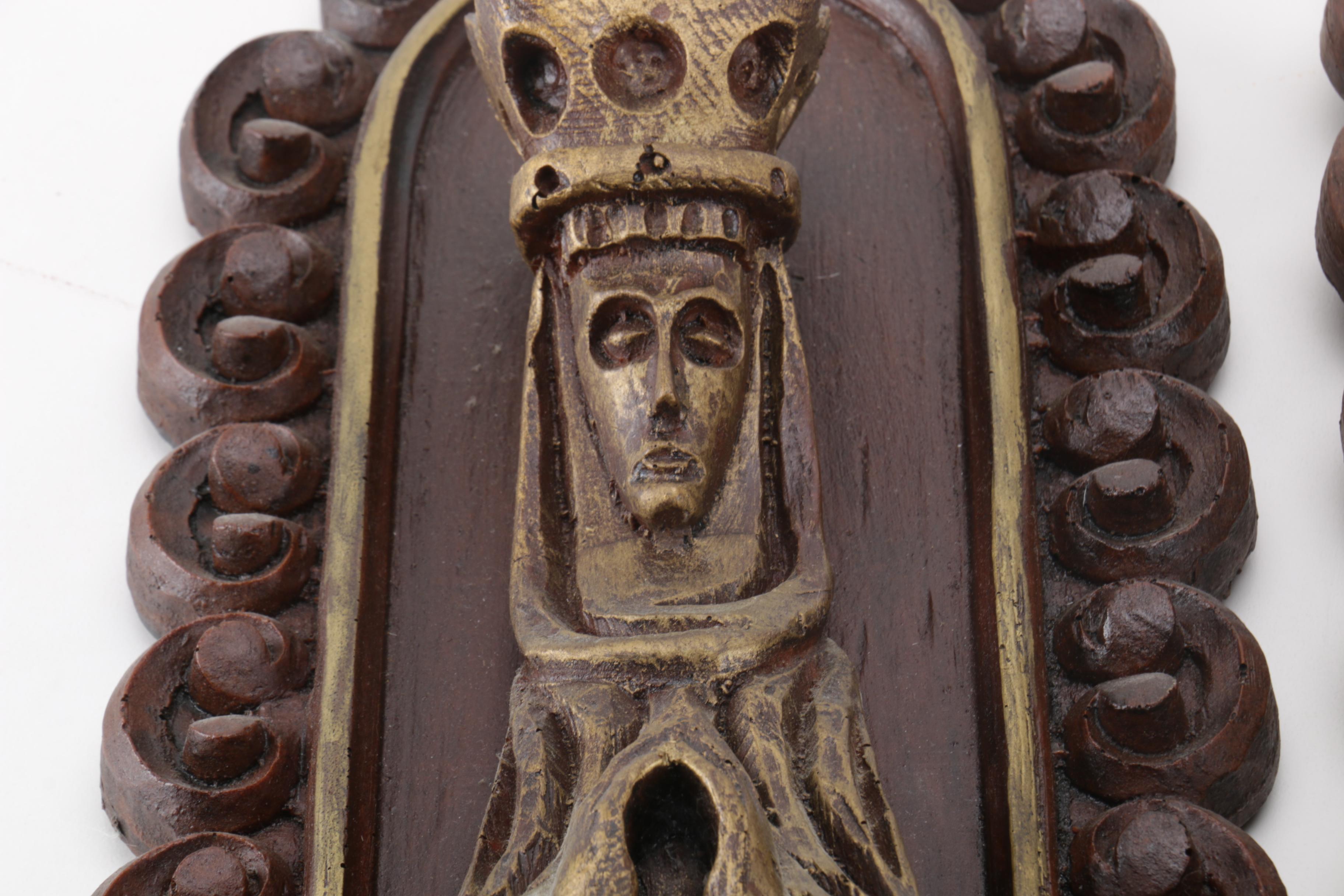 Carved Wooden King and Queen Wall Hangings