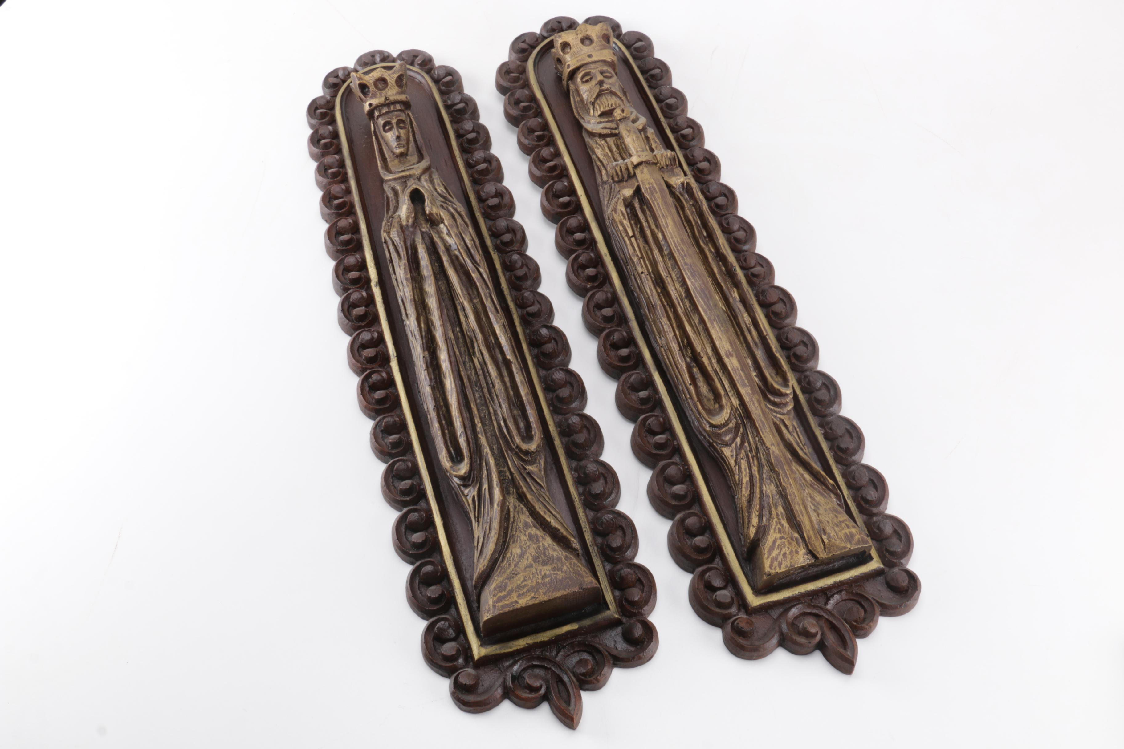 Carved Wooden King and Queen Wall Hangings