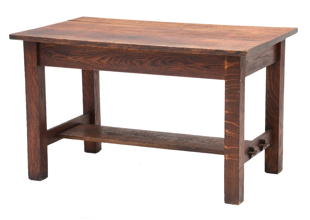 Antique Mission Style Oak Library Table EBTH