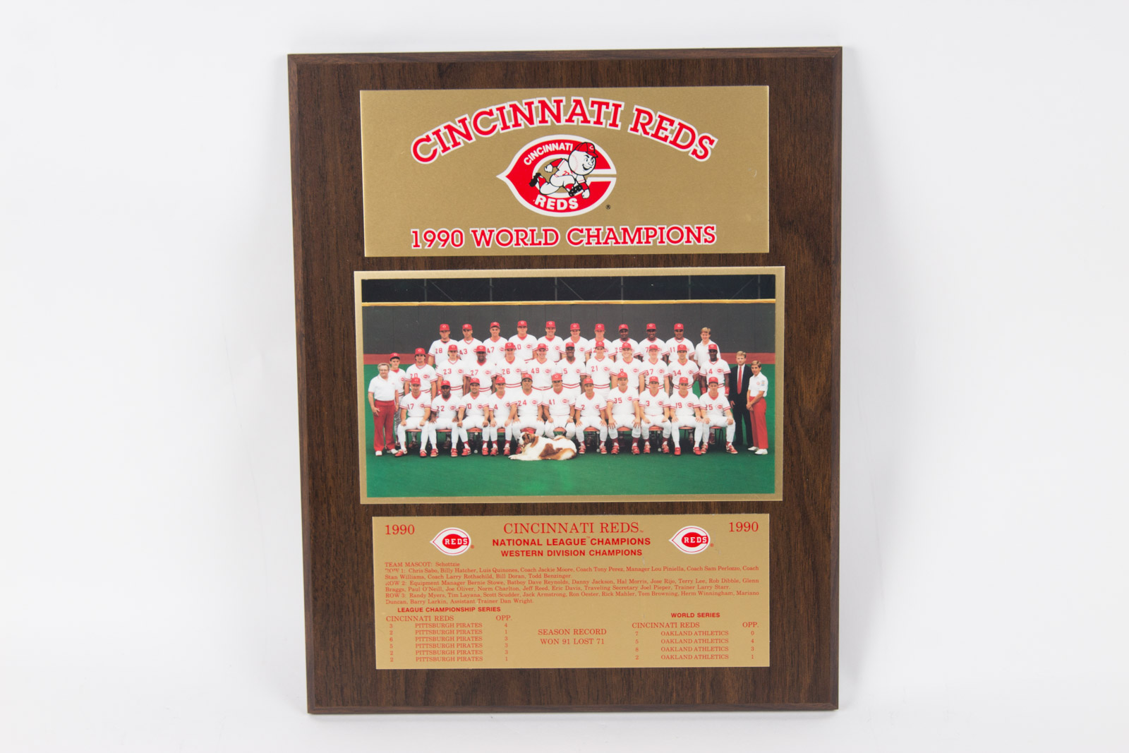 Cincinnati Reds 1990 World Champions Wall Plaque and Stein