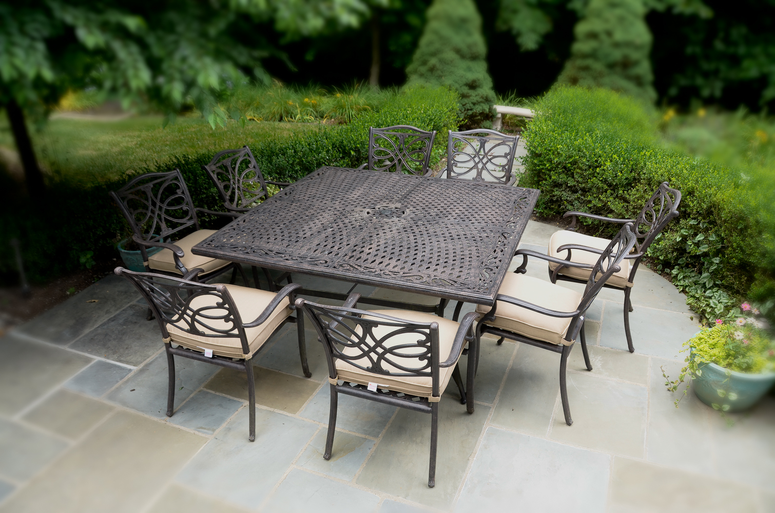 Modern Metal Patio Table and Chairs by Sunbrella