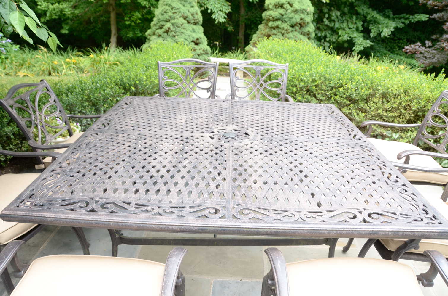 Modern Metal Patio Table and Chairs by Sunbrella