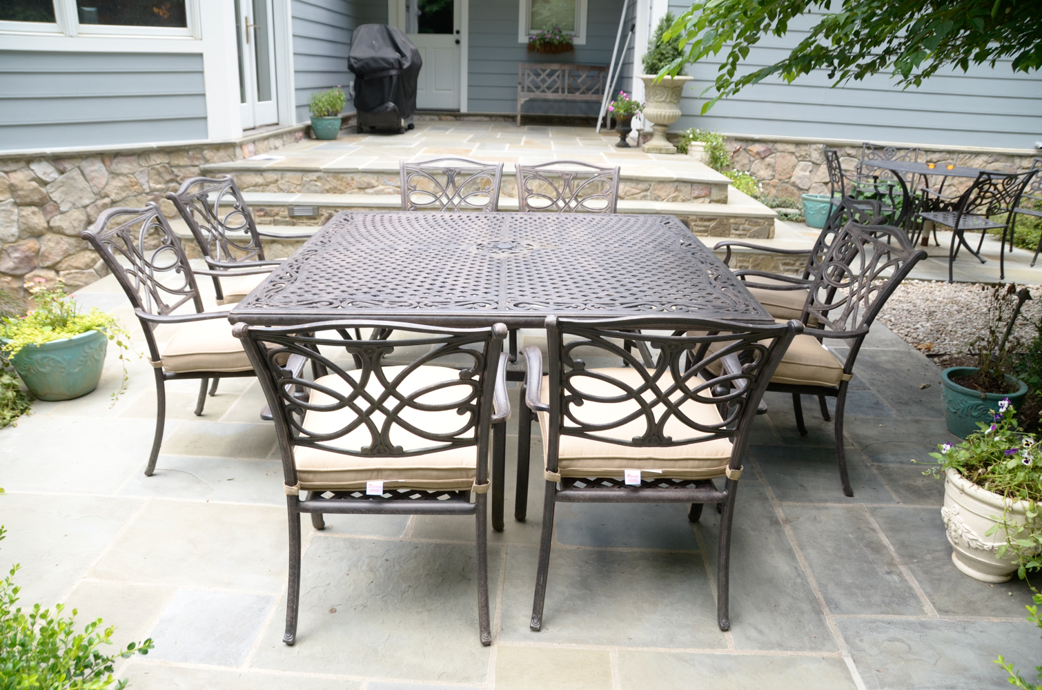 Modern Metal Patio Table and Chairs by Sunbrella