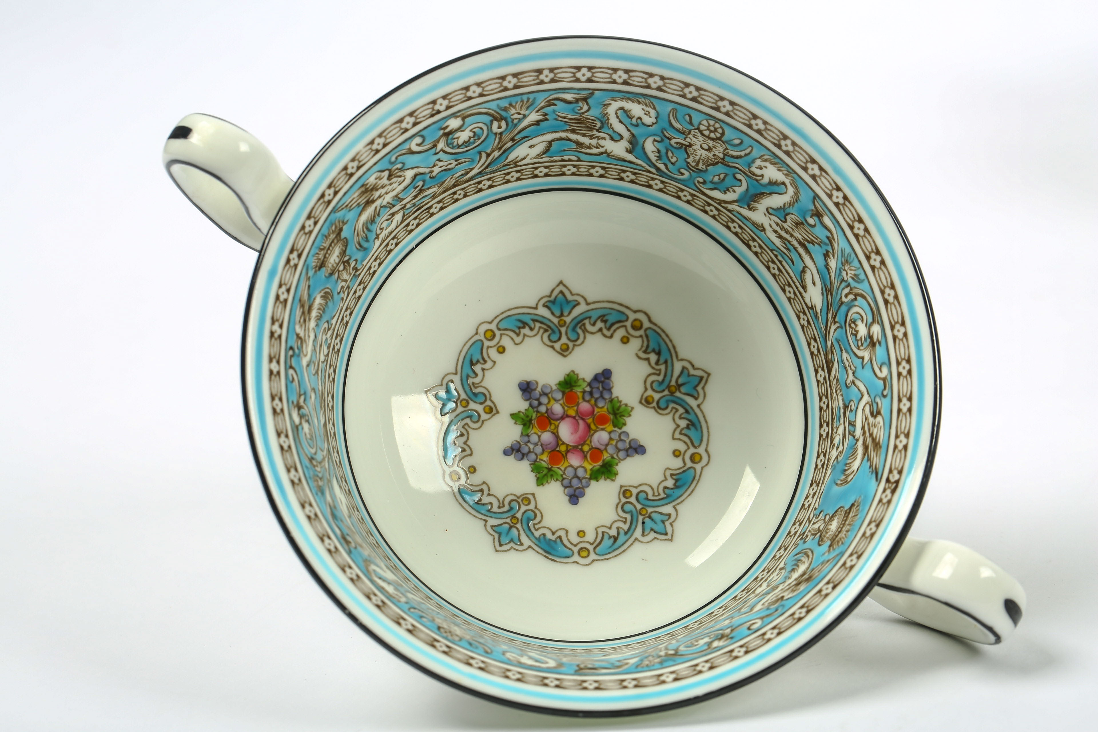 Wedgwood "Florentine" Cream Soup Bowls and Saucers