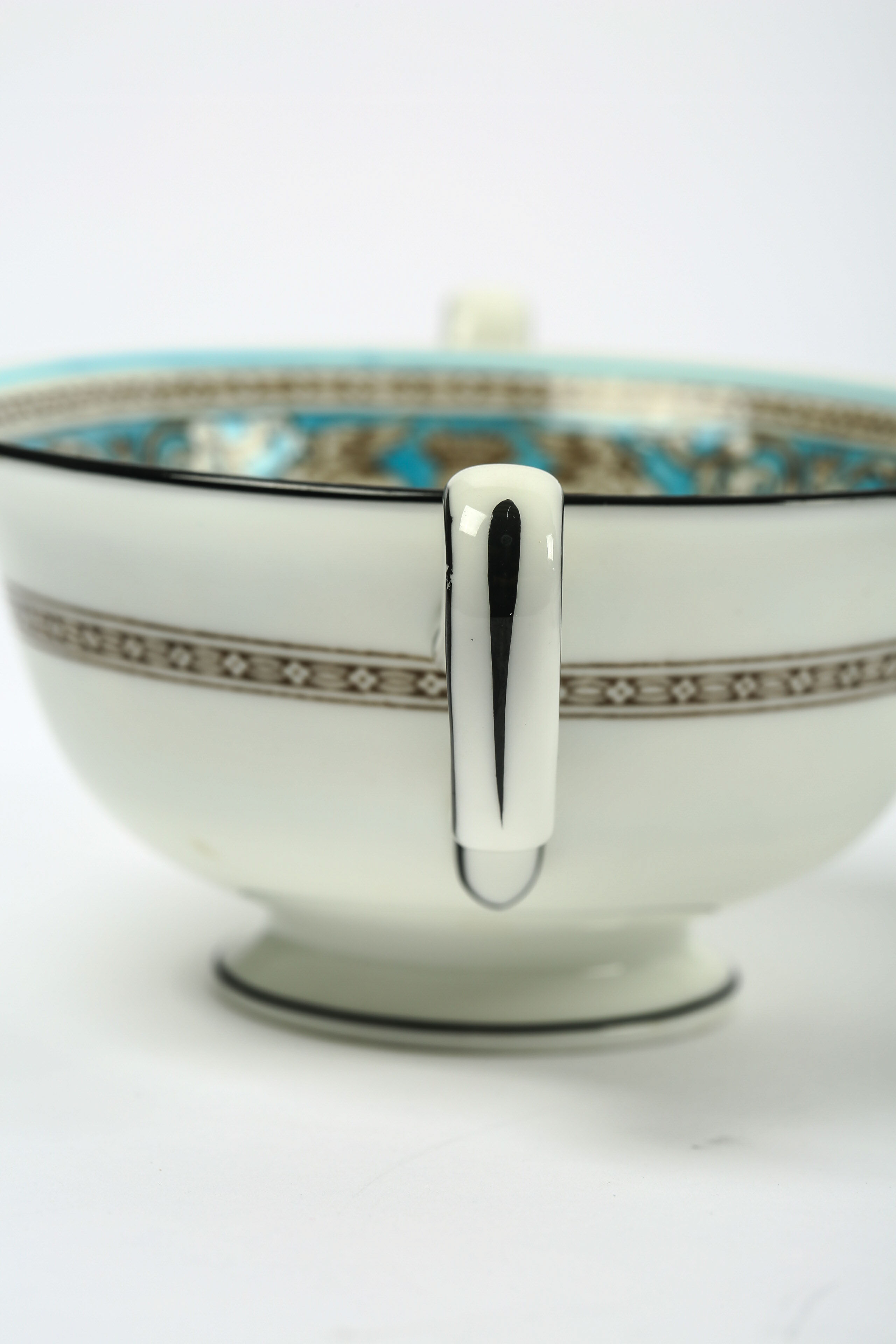 Wedgwood "Florentine" Cream Soup Bowls and Saucers