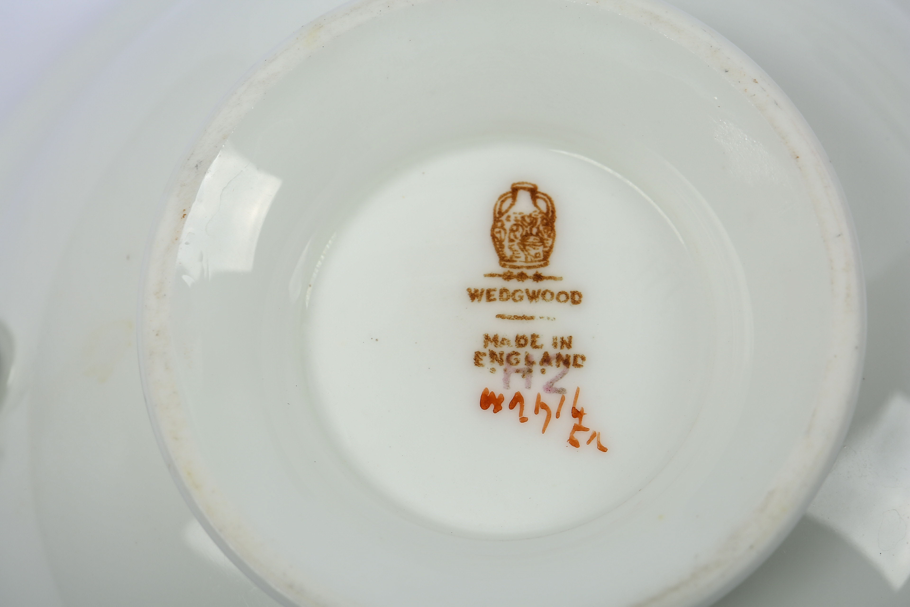 Wedgwood "Florentine" Cream Soup Bowls and Saucers