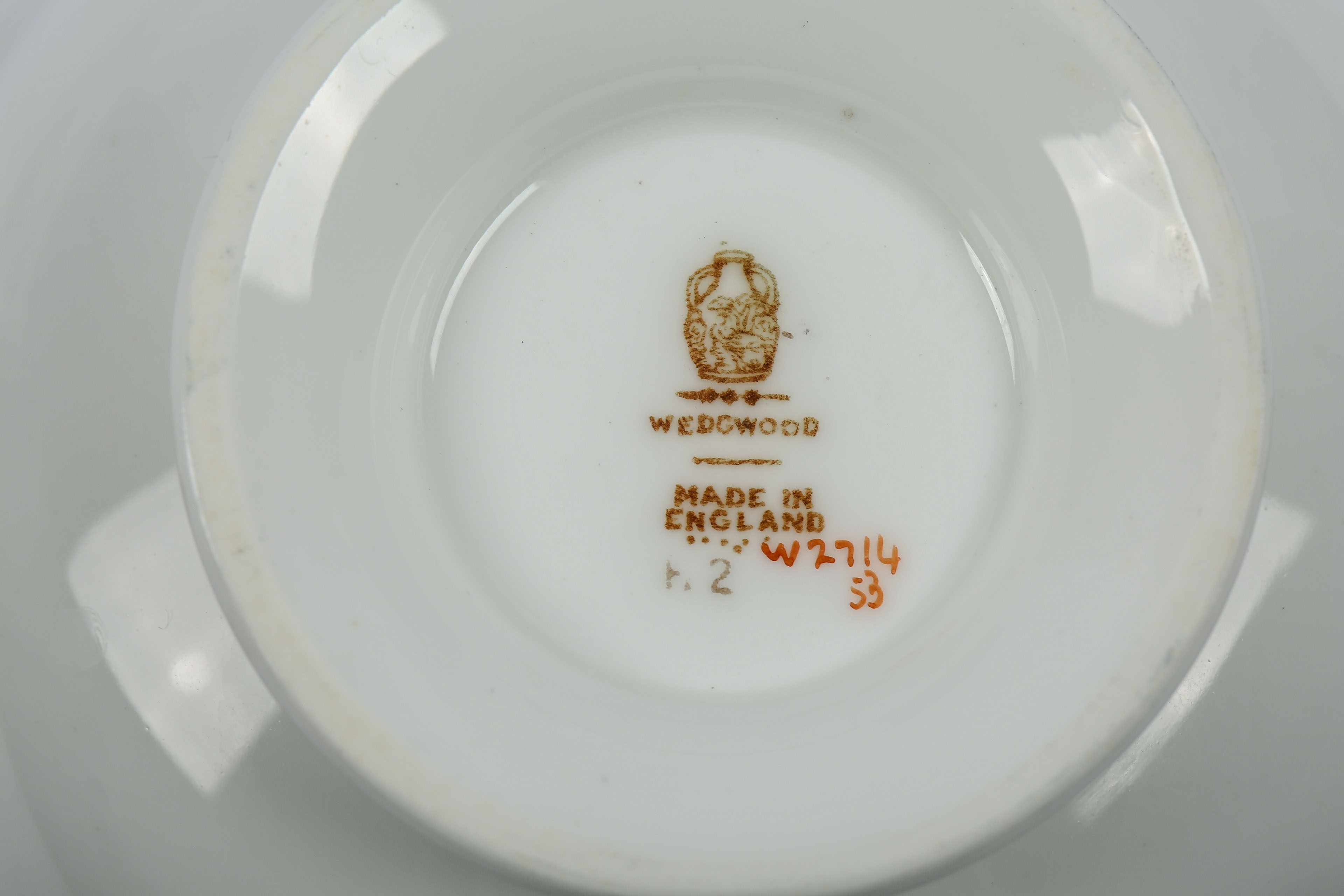 Wedgwood "Florentine" Cream Soup Bowls and Saucers
