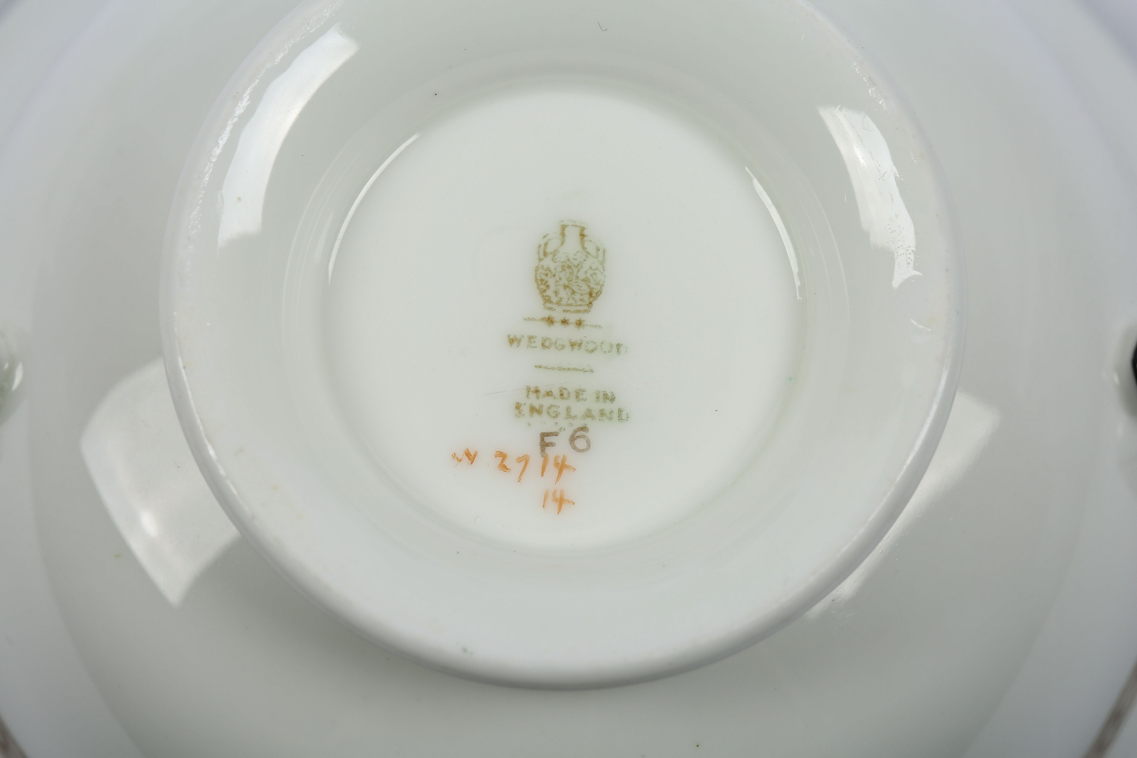 Wedgwood "Florentine" Cream Soup Bowls and Saucers