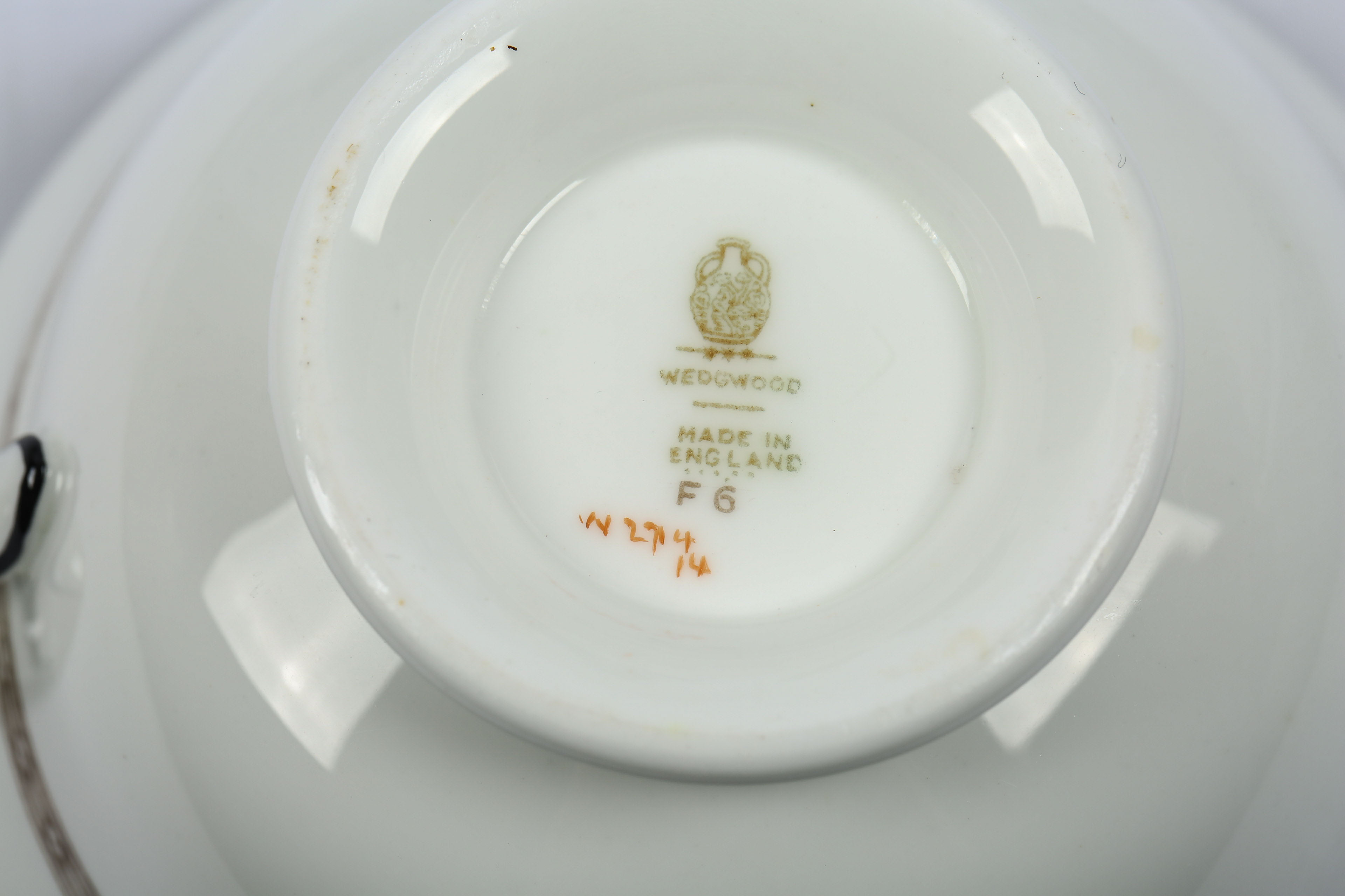 Wedgwood "Florentine" Cream Soup Bowls and Saucers