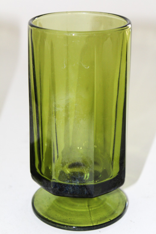 Green Mid-Century Glass Stemware Set