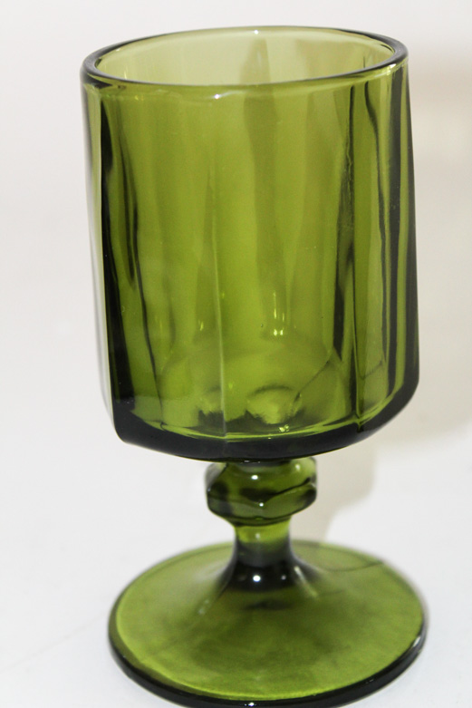 Green Mid-Century Glass Stemware Set