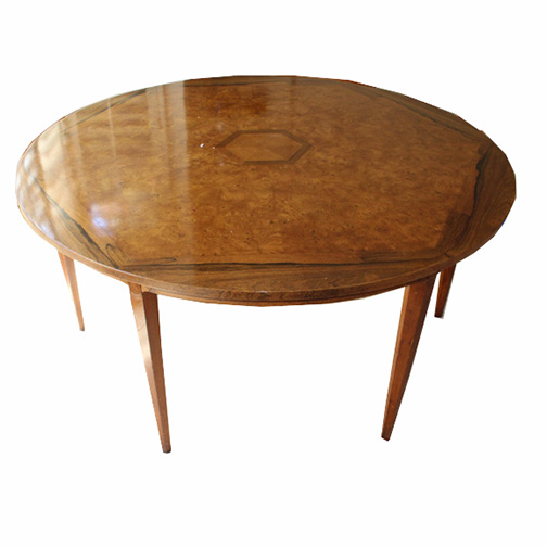 Burlwood and Inlaid Henredon Dining Table