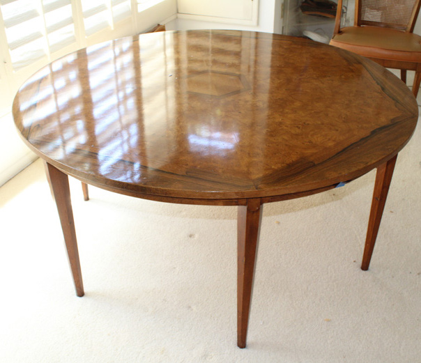 Burlwood and Inlaid Henredon Dining Table
