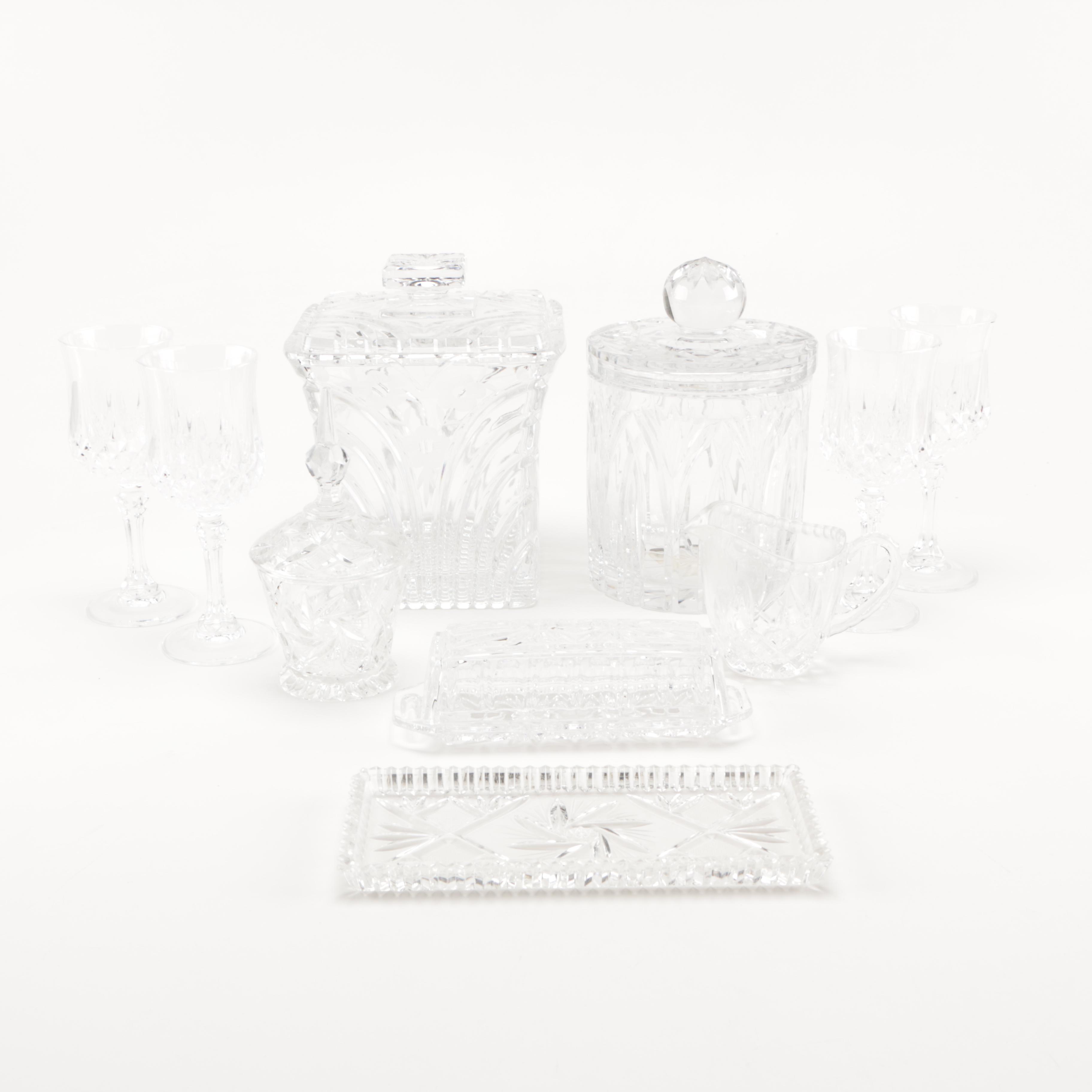 Cross-Cut Wine Glasses and Other Cut Crystal