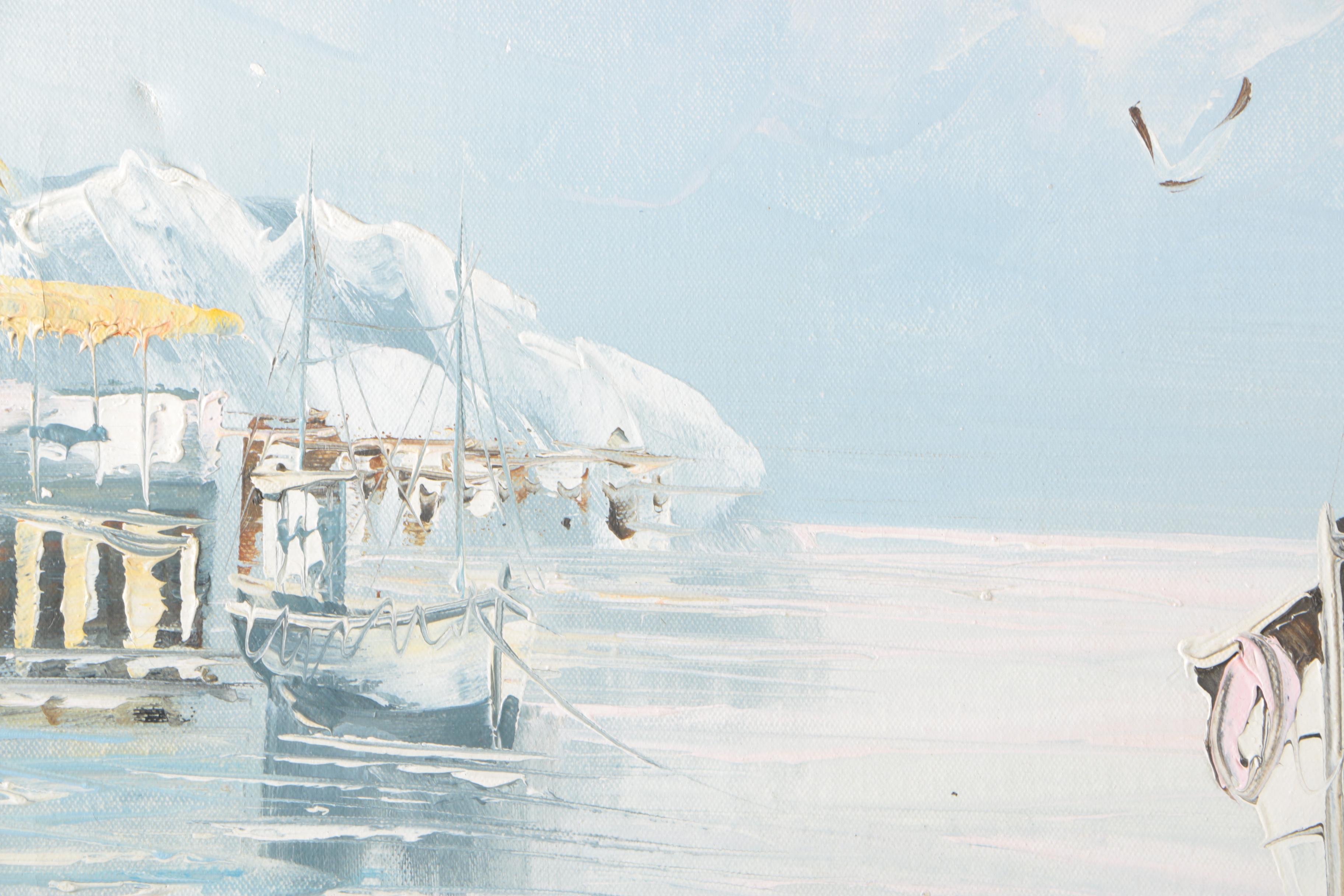 W. Jones Maritime Landscape Oil Painting on Canvas